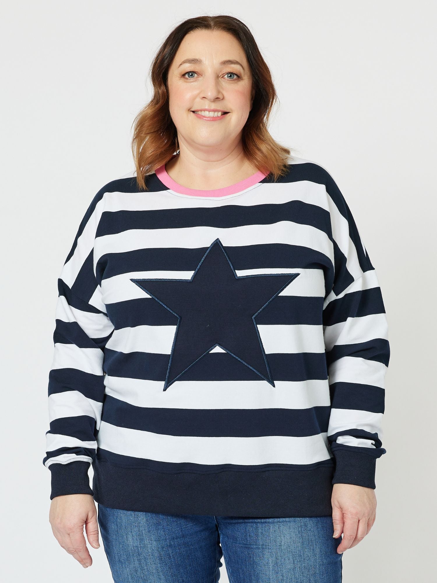 Stripe Star Sweatshirt - Navy