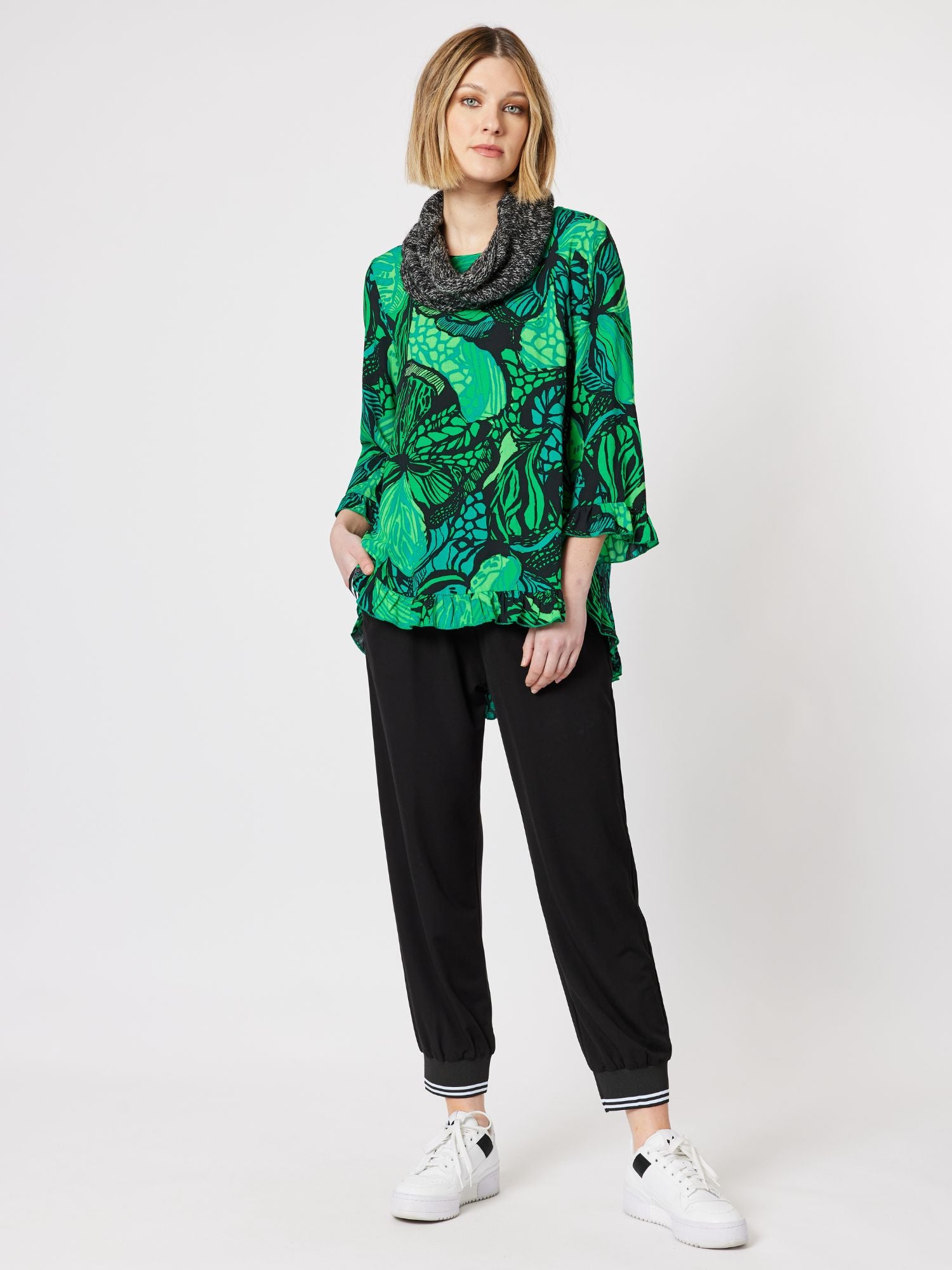 Katrina Printed 3/4 Sleeve Top - Green