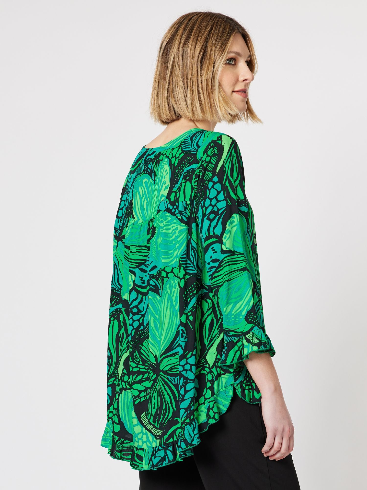 Katrina Printed 3/4 Sleeve Top - Green