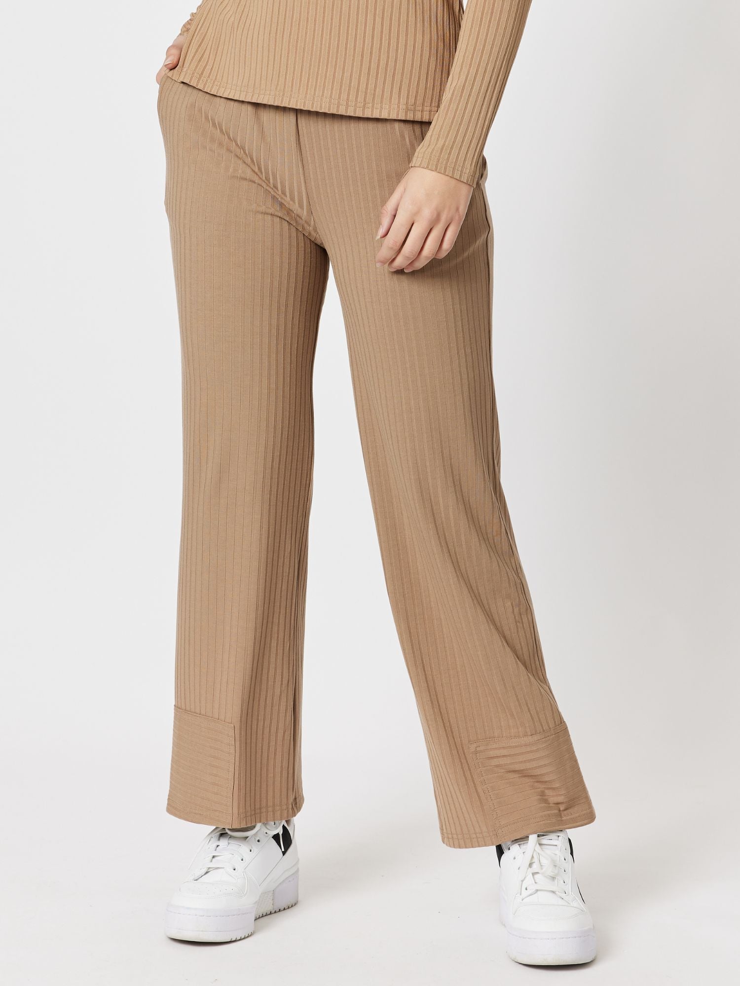 Courtney Ribbed Pant - Toffee