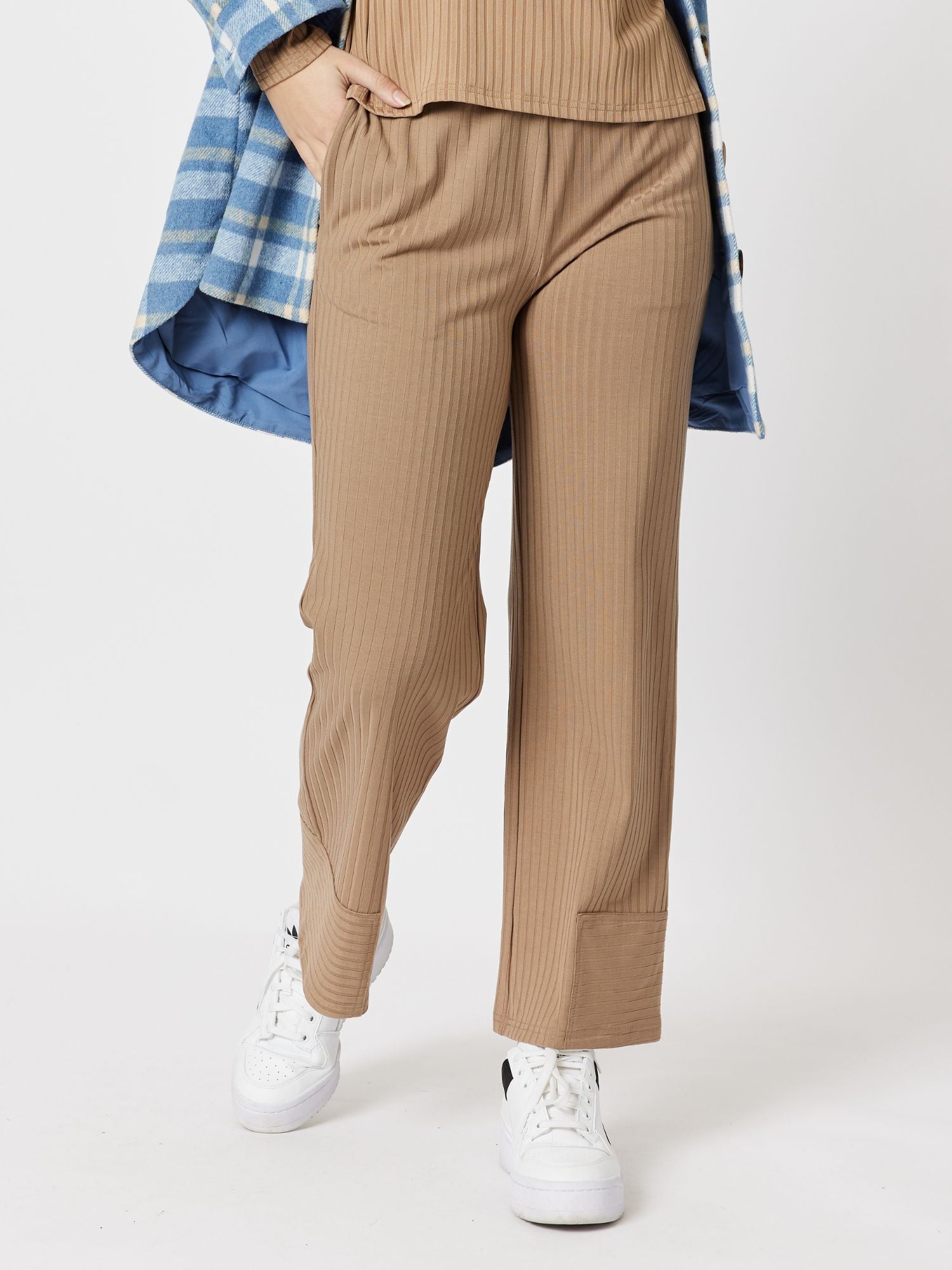 Courtney Ribbed Pant - Toffee