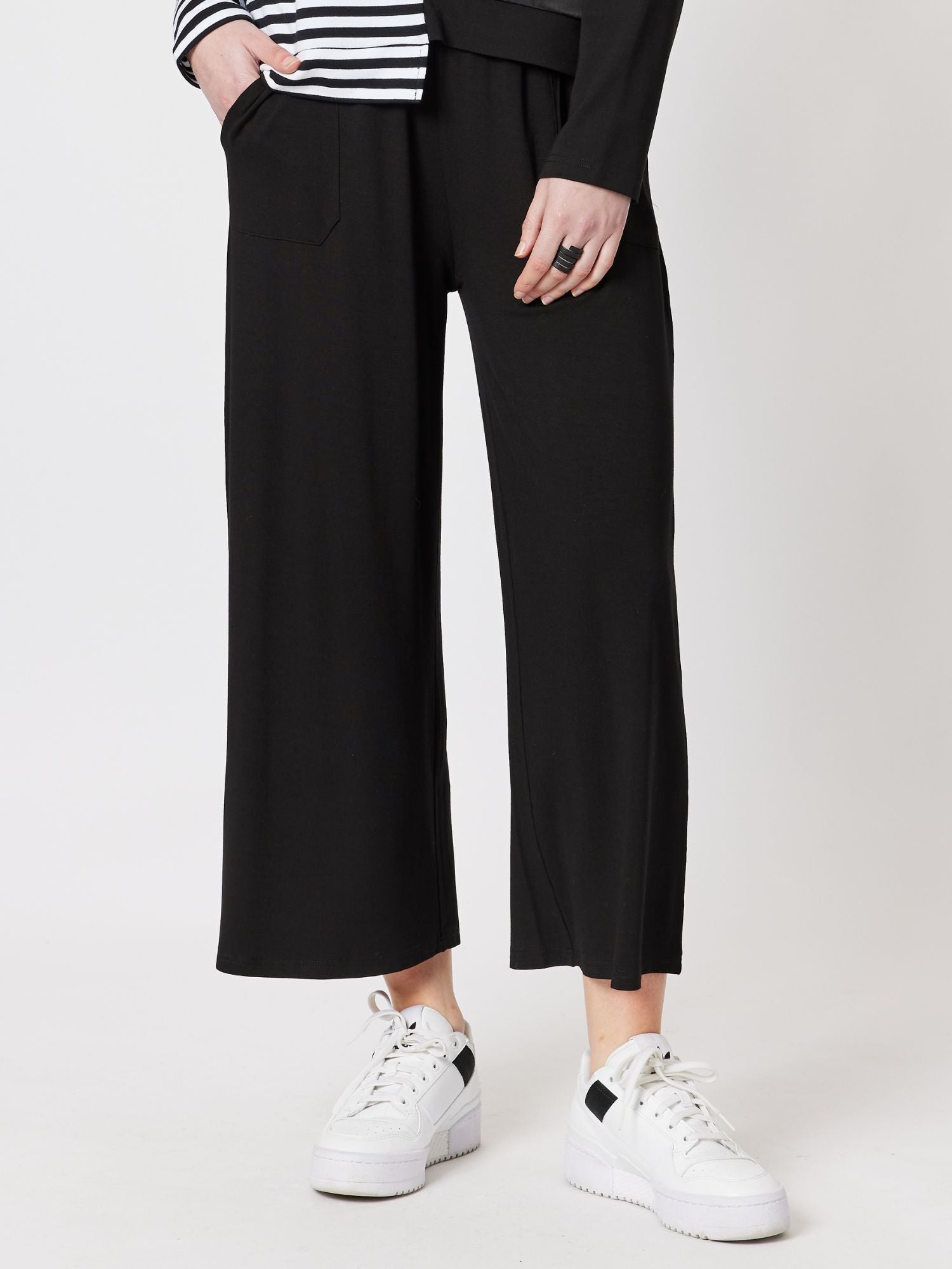 Wide Leg Jersey Pant - Black