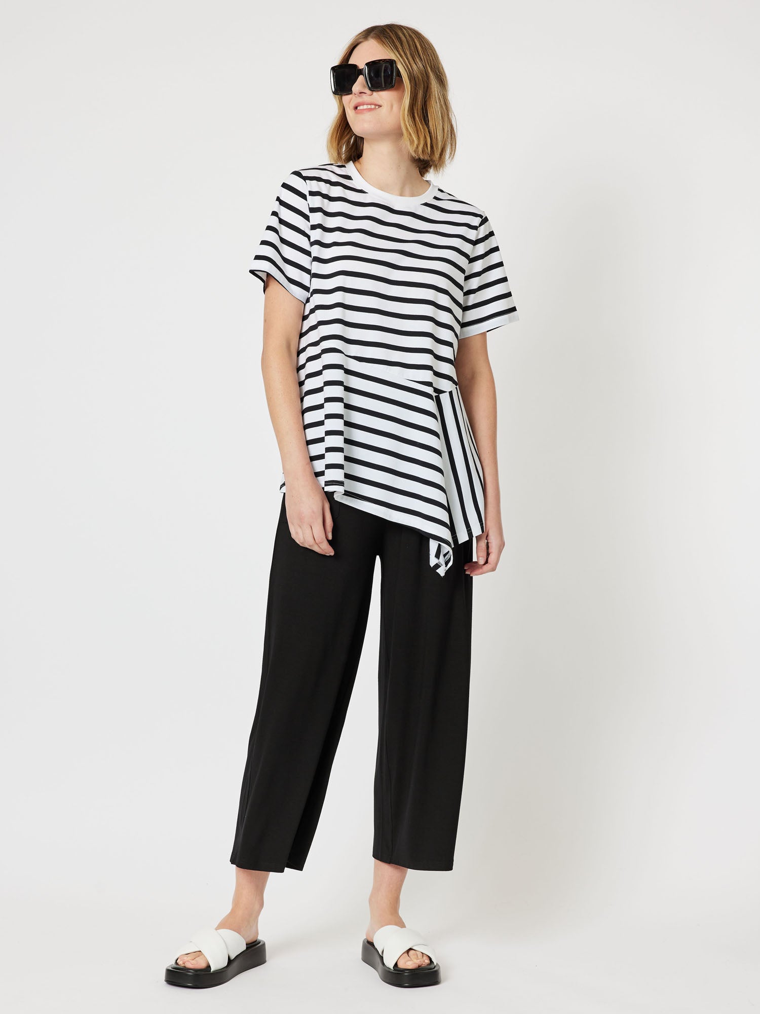 Wide Leg Jersey Pant - Black