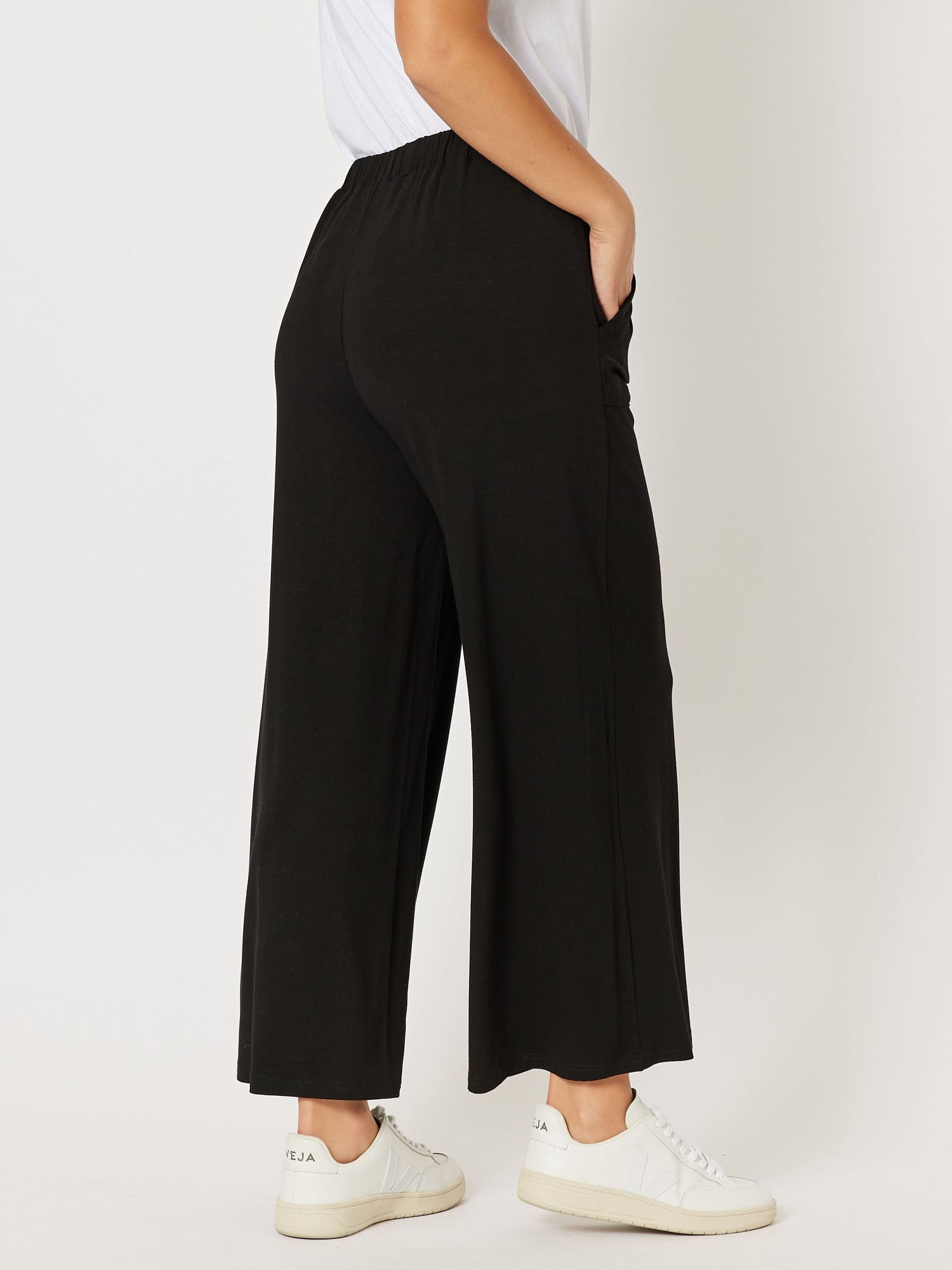 Wide Leg Jersey Pant - Black