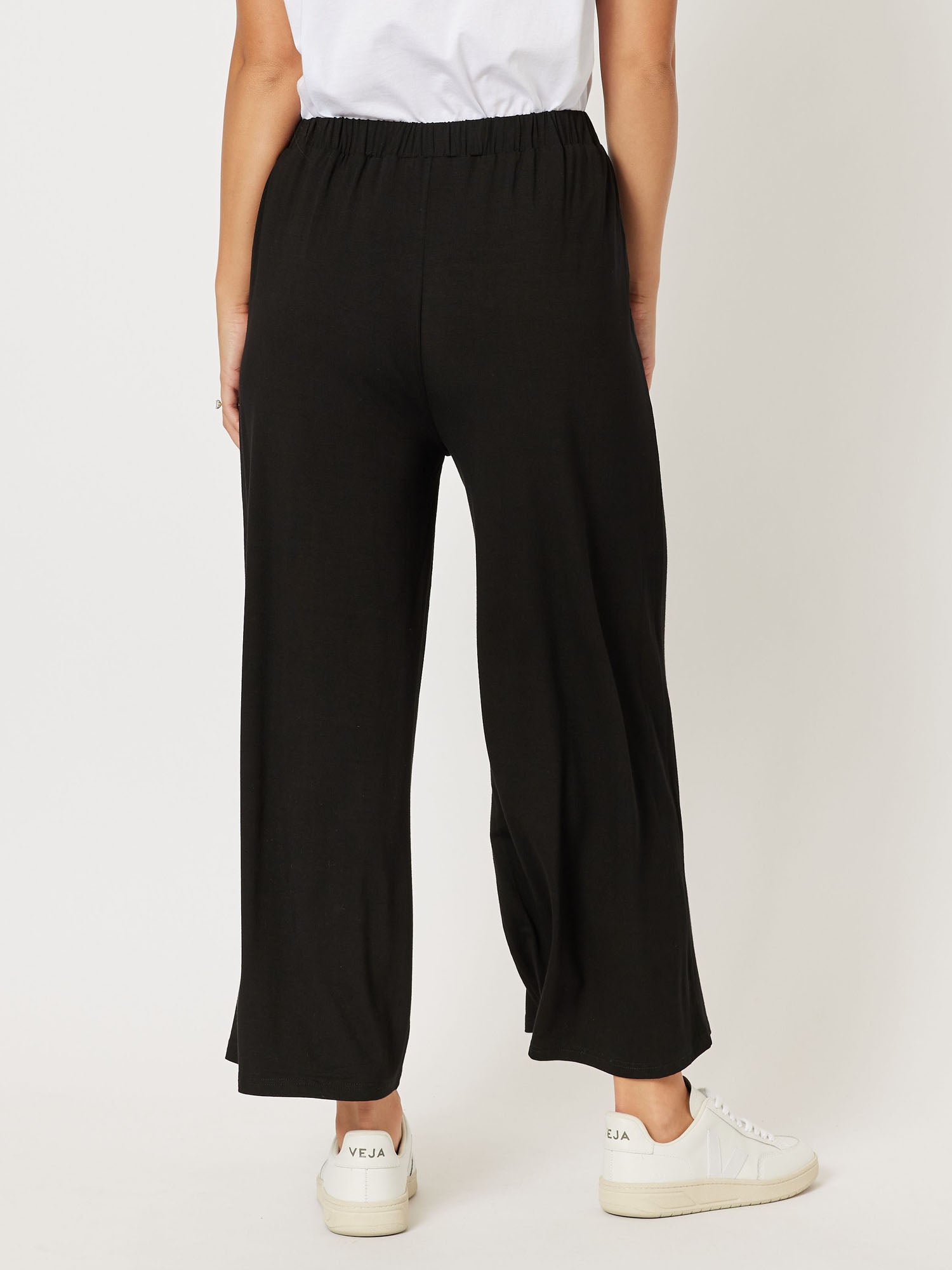 Wide Leg Jersey Pant - Black