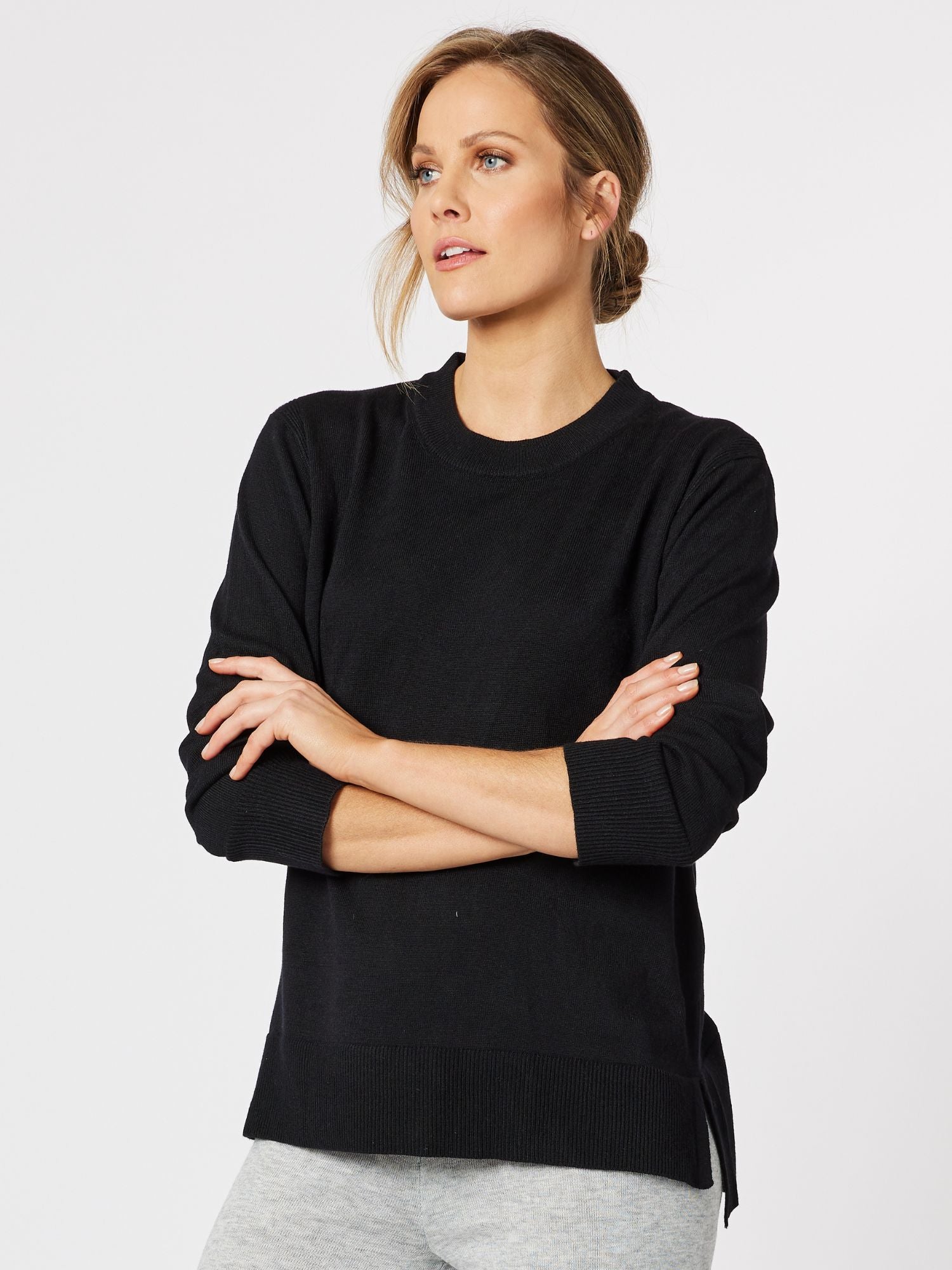Venice Cashmere Blend Knit Top - Black
