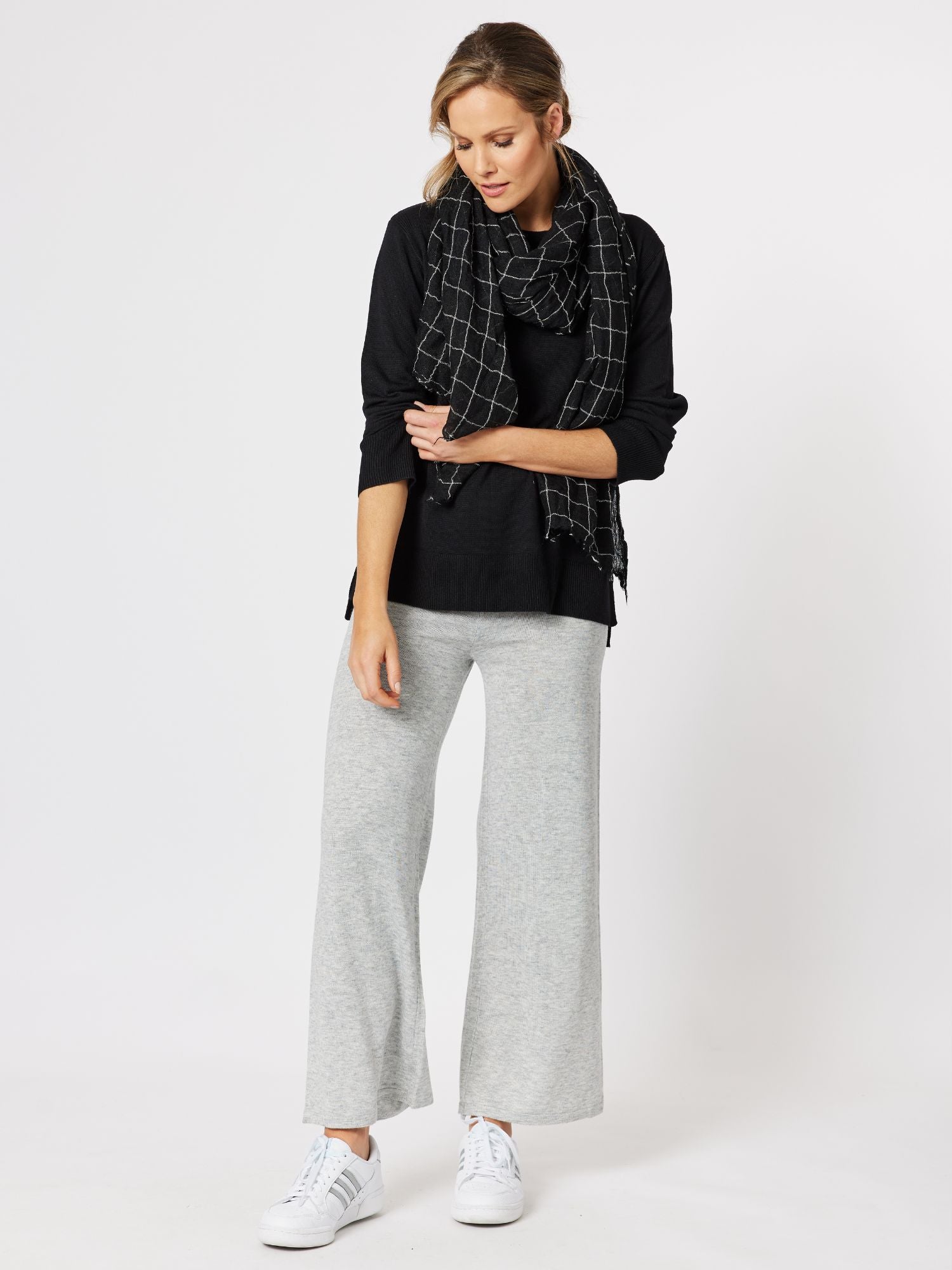 Venice Cashmere Blend Knit Top - Black