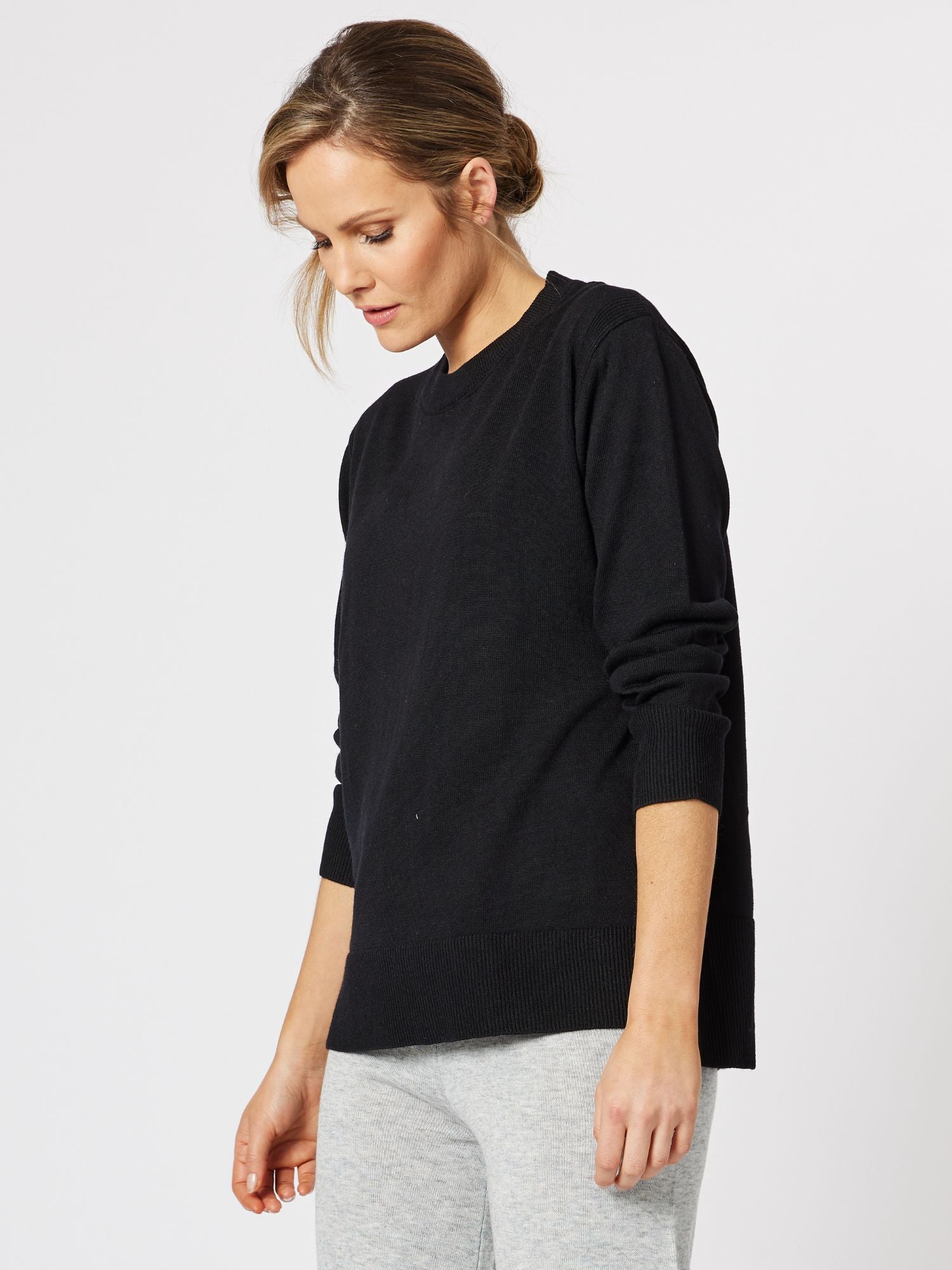 Venice Cashmere Blend Knit Top - Black
