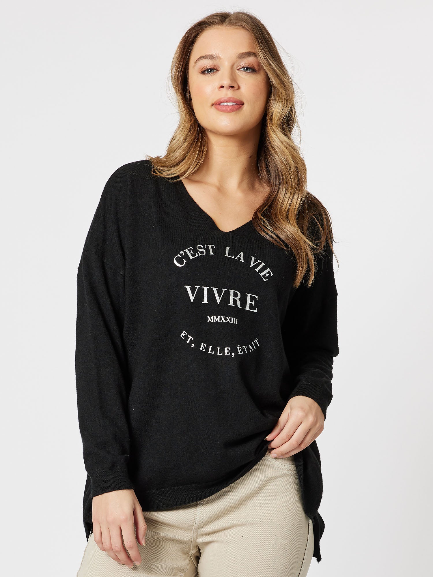 C'est La Vie Knit Top - Black