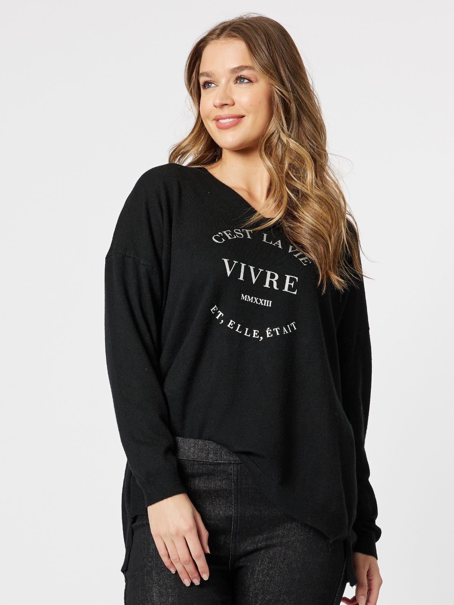 C'est La Vie Knit Top - Black
