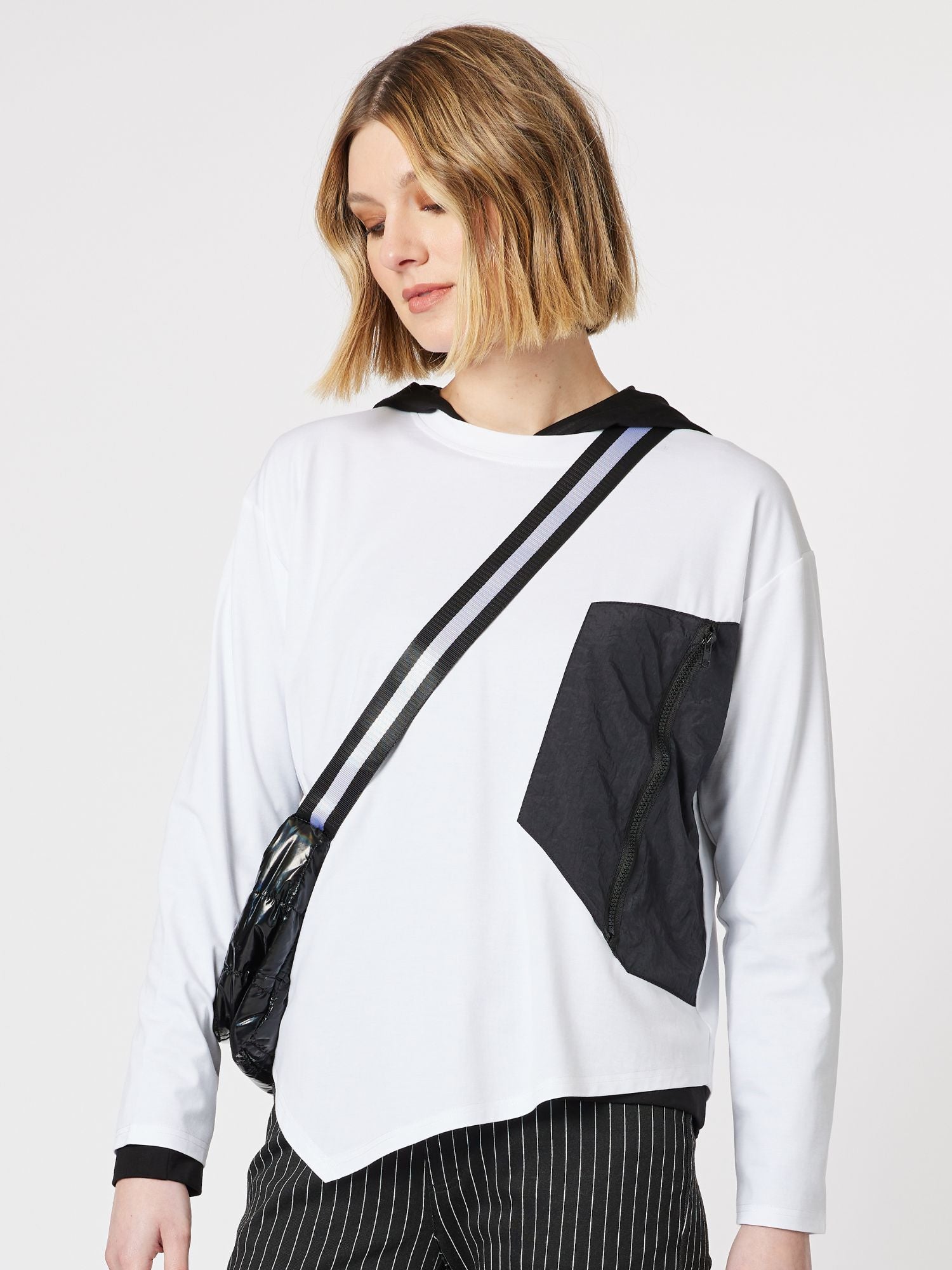 Zip Detail Top - White