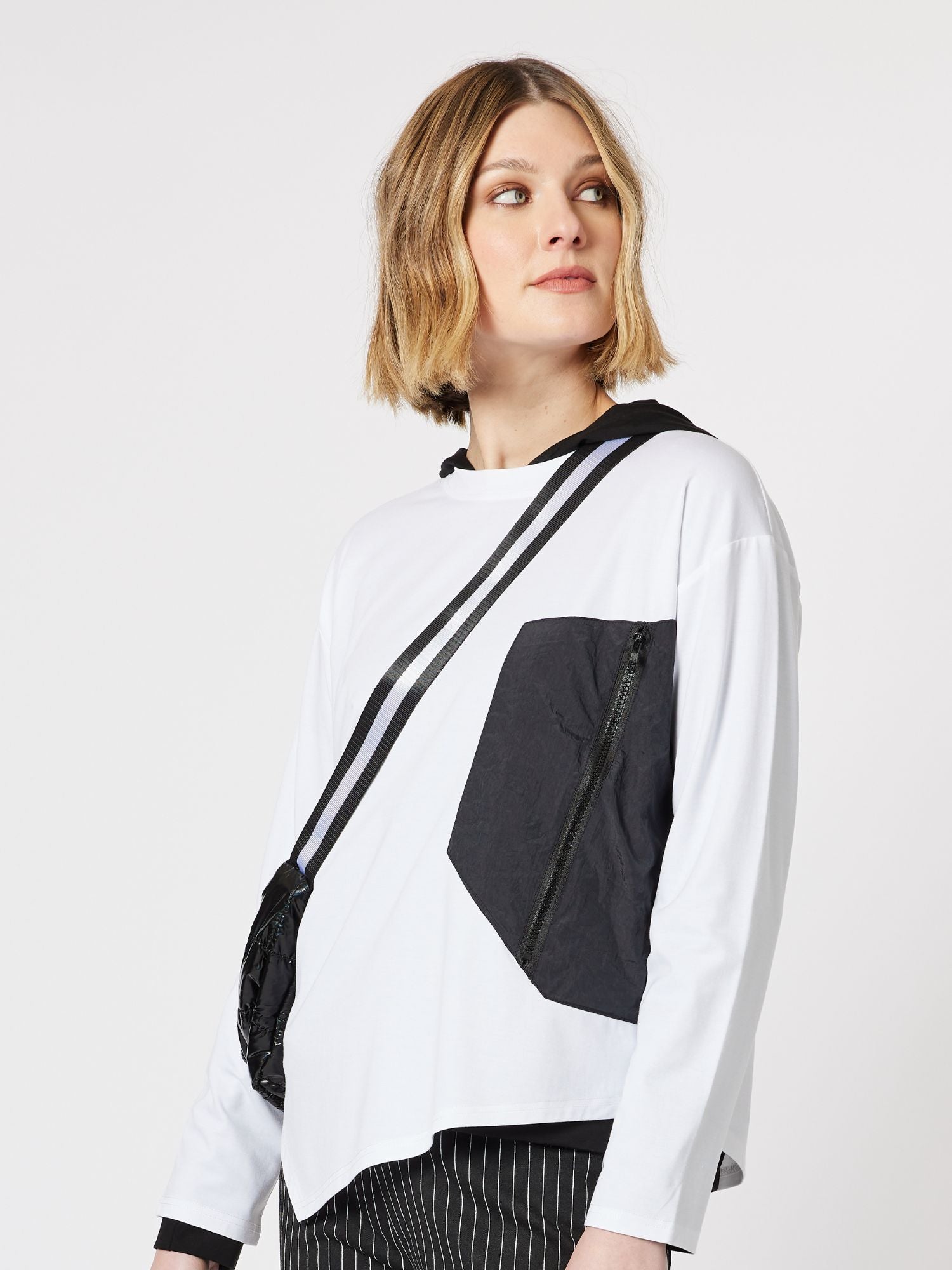 Zip Detail Top - White