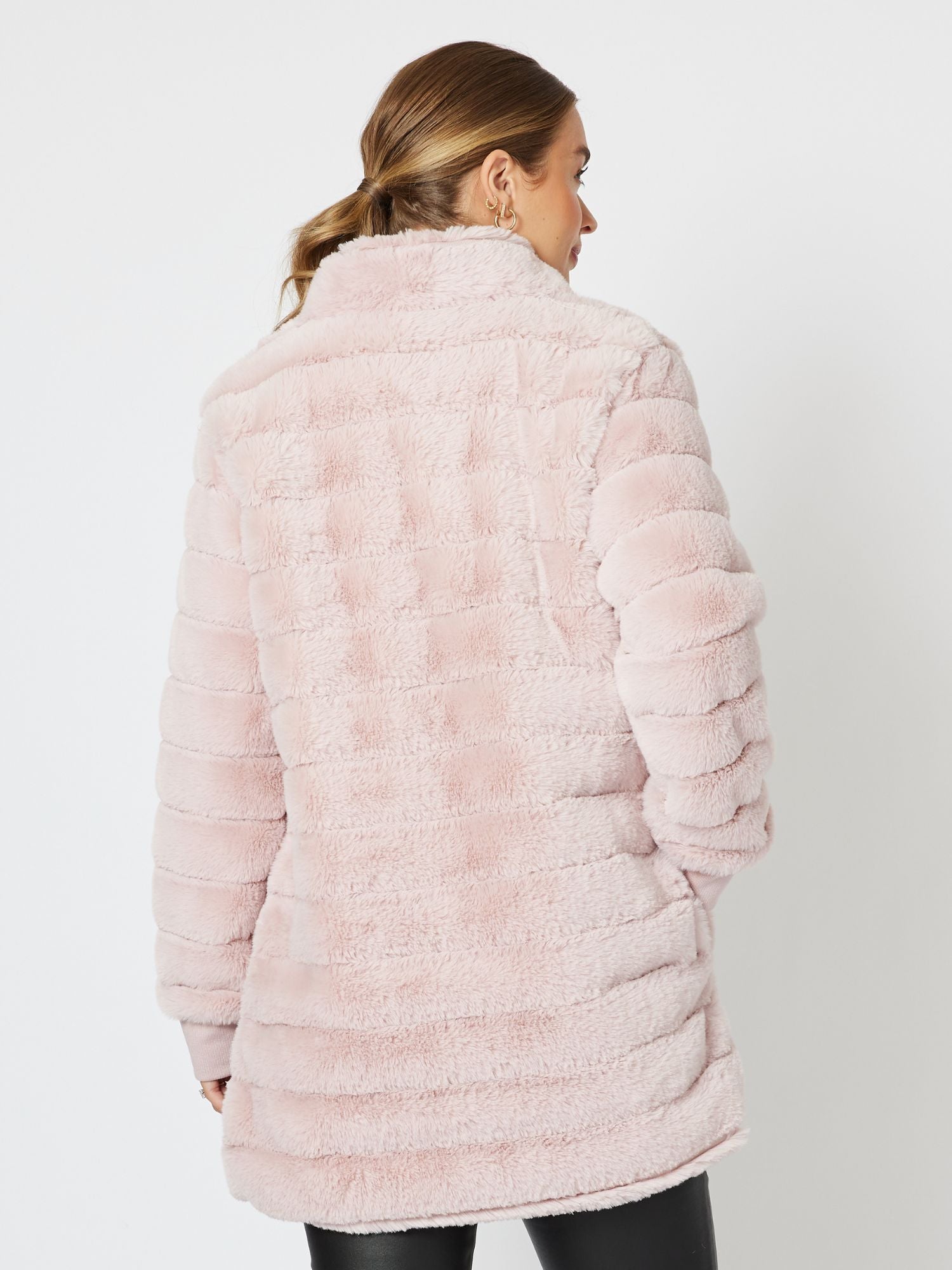 Princess Faux Fur Longline Jacket - Blush