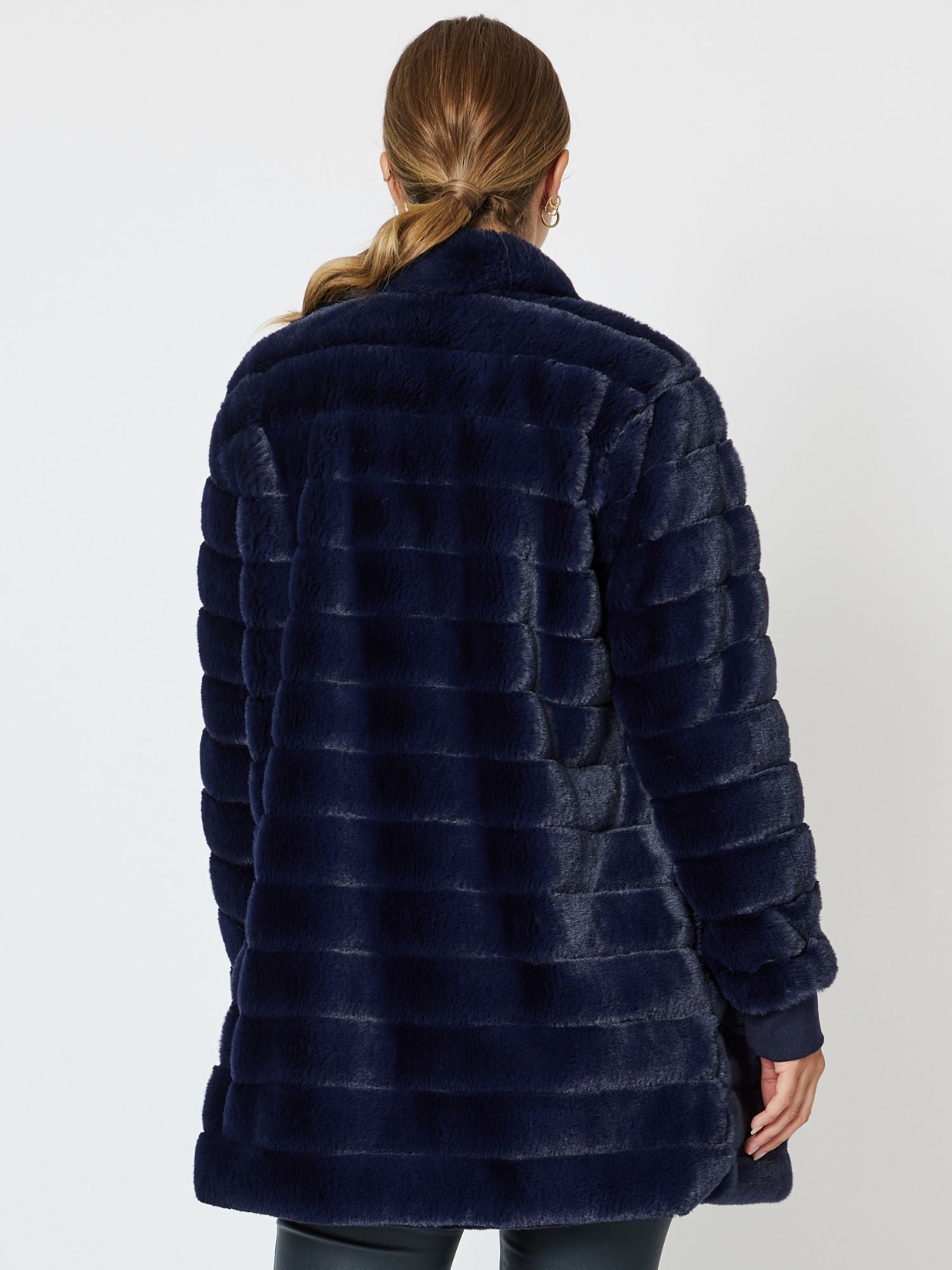 Princess Faux Fur Longline Jacket - Midnight