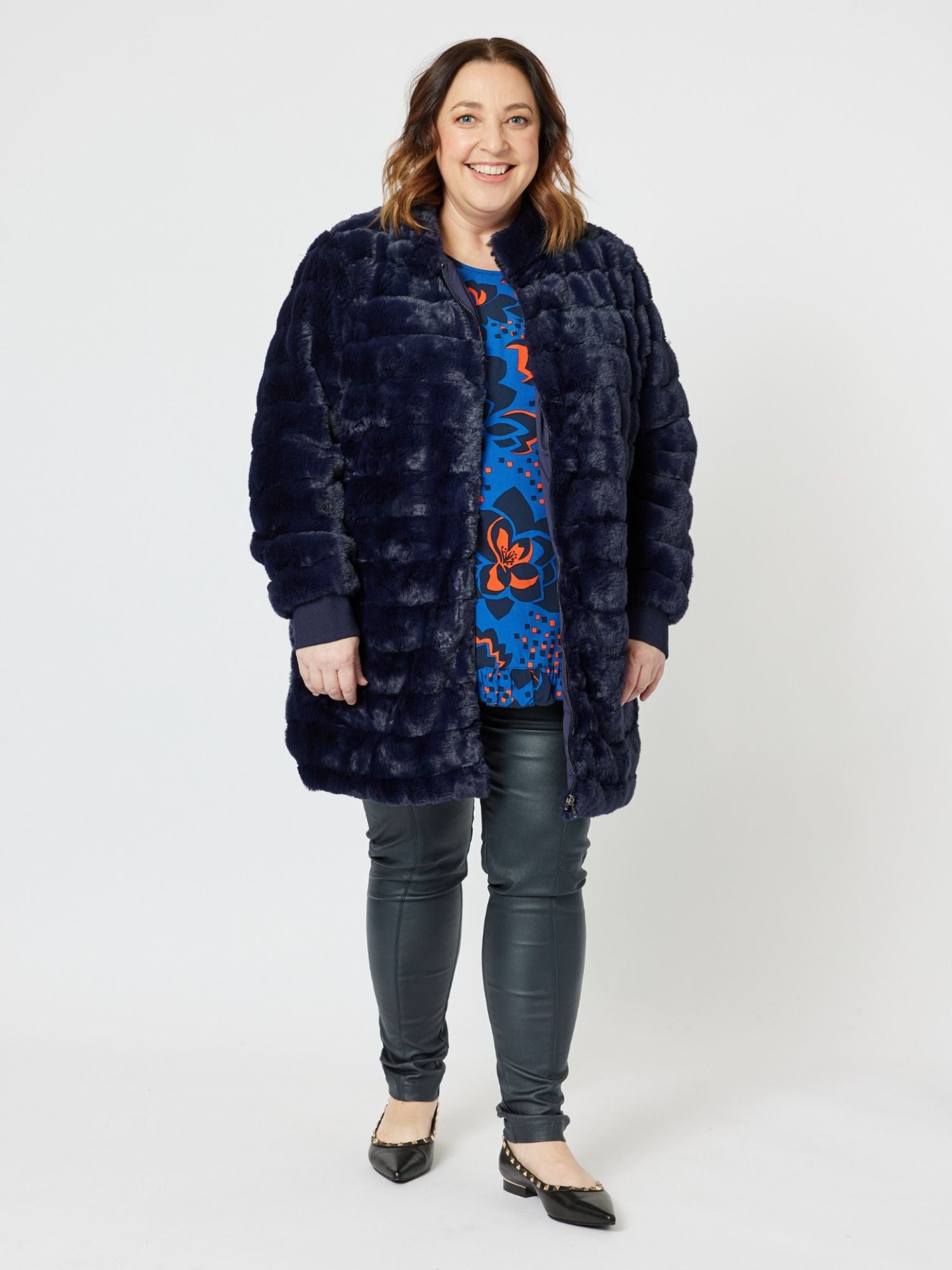Princess Faux Fur Longline Jacket - Midnight