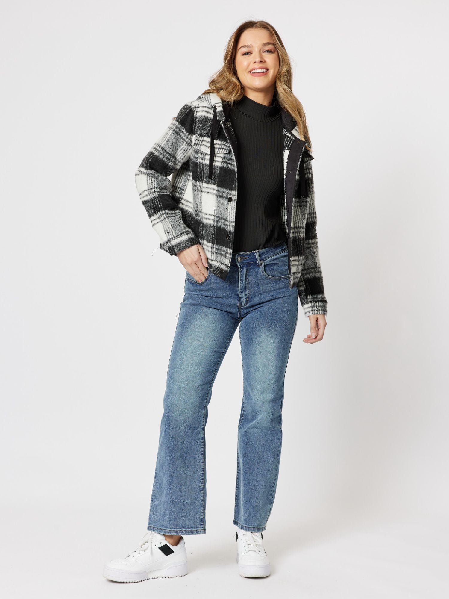 Courtney Mock Neck Skivvy Top - Black