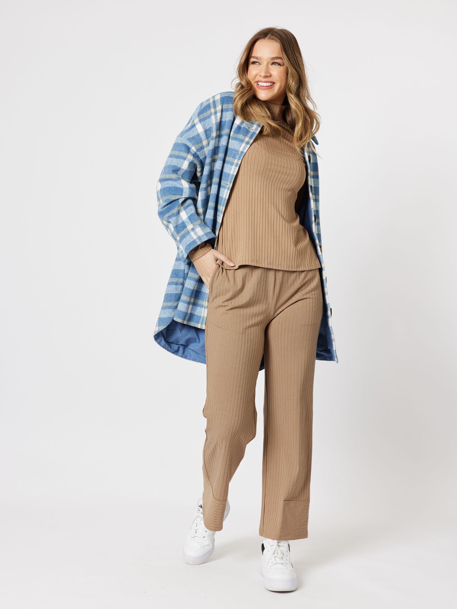 Courtney Mock Neck Skivvy Top - Toffee