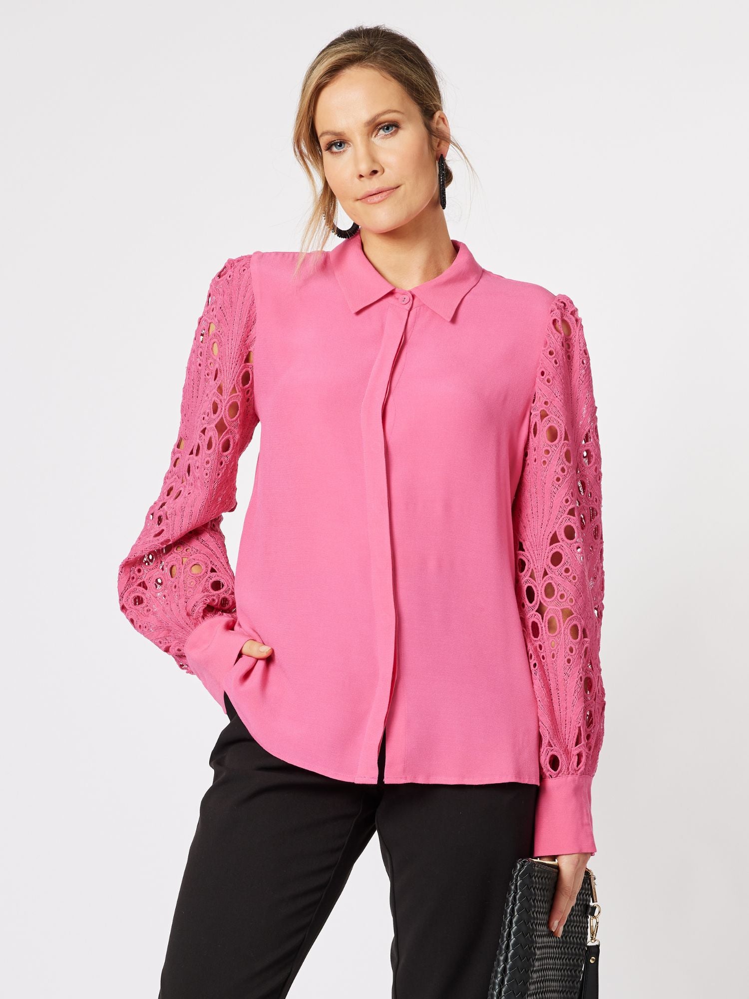 Brodie Lace Shirt - Hot Pink