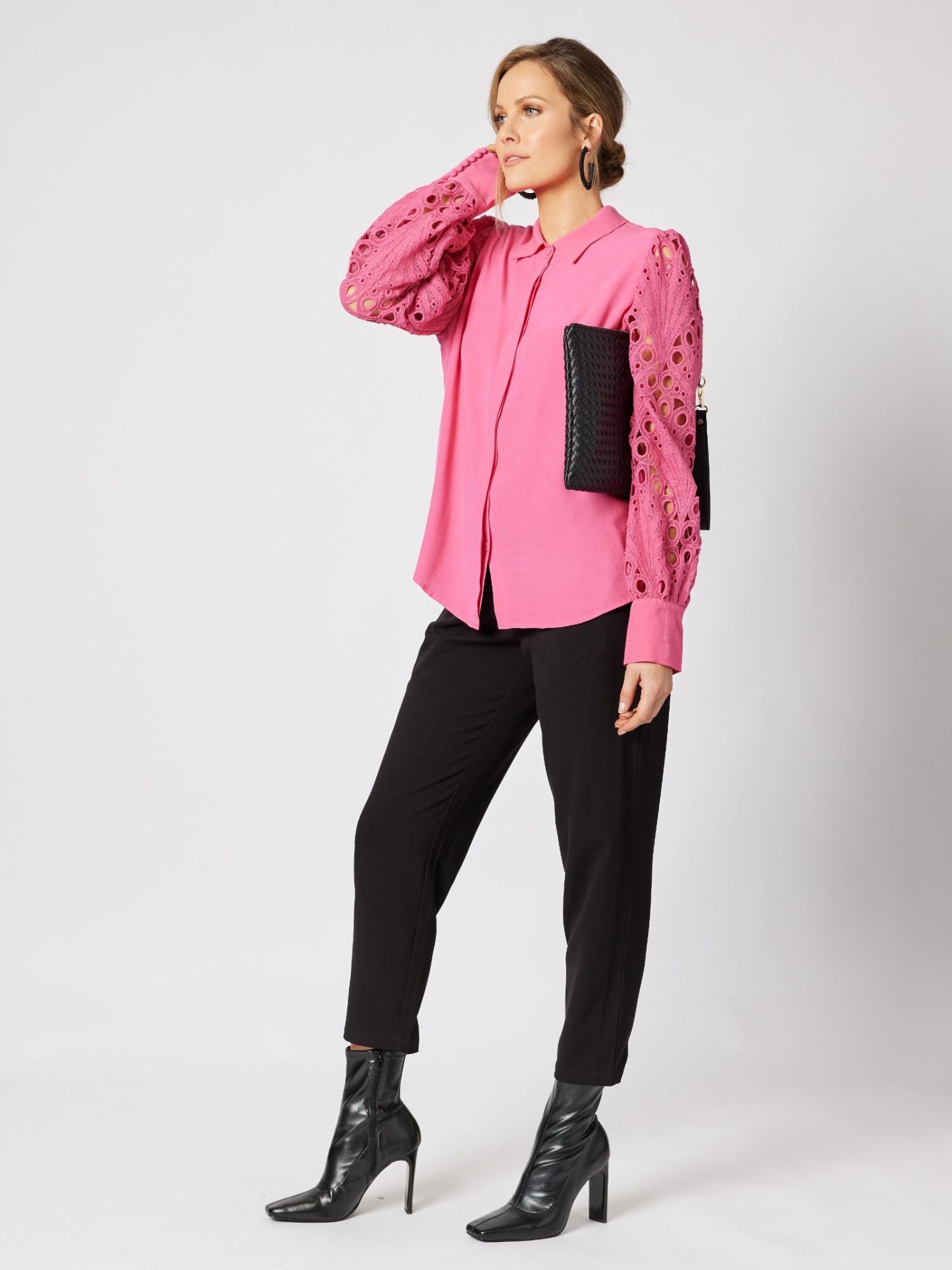 Brodie Lace Shirt - Hot Pink