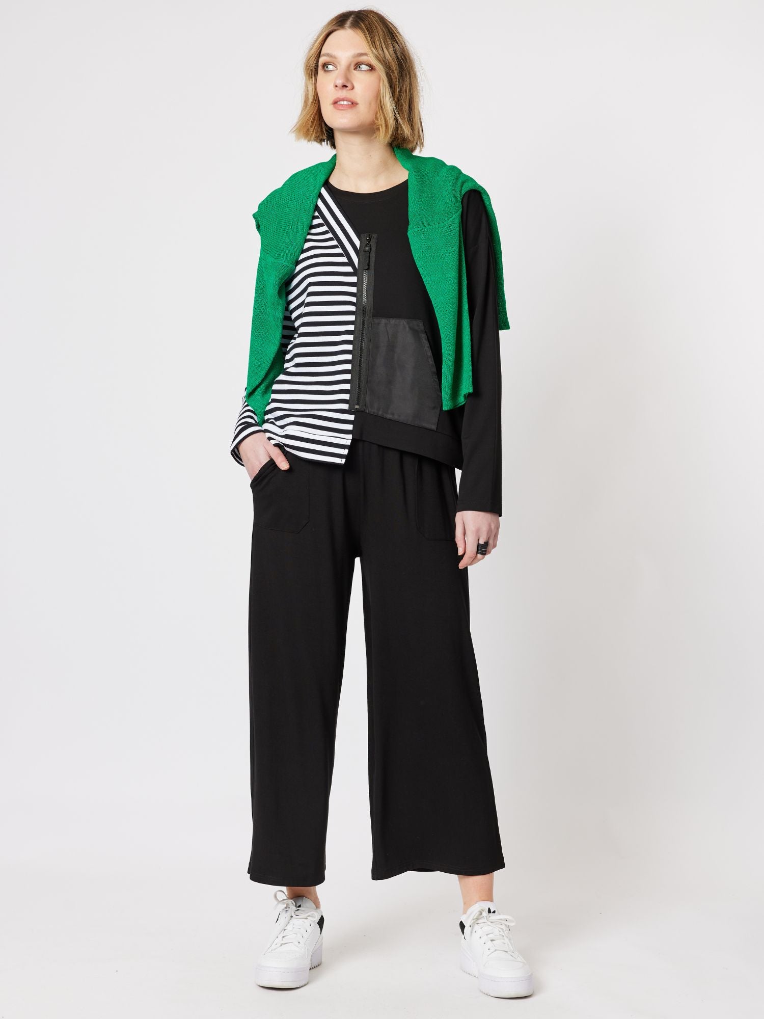Spliced Stripe Sweatshirt - Black/White