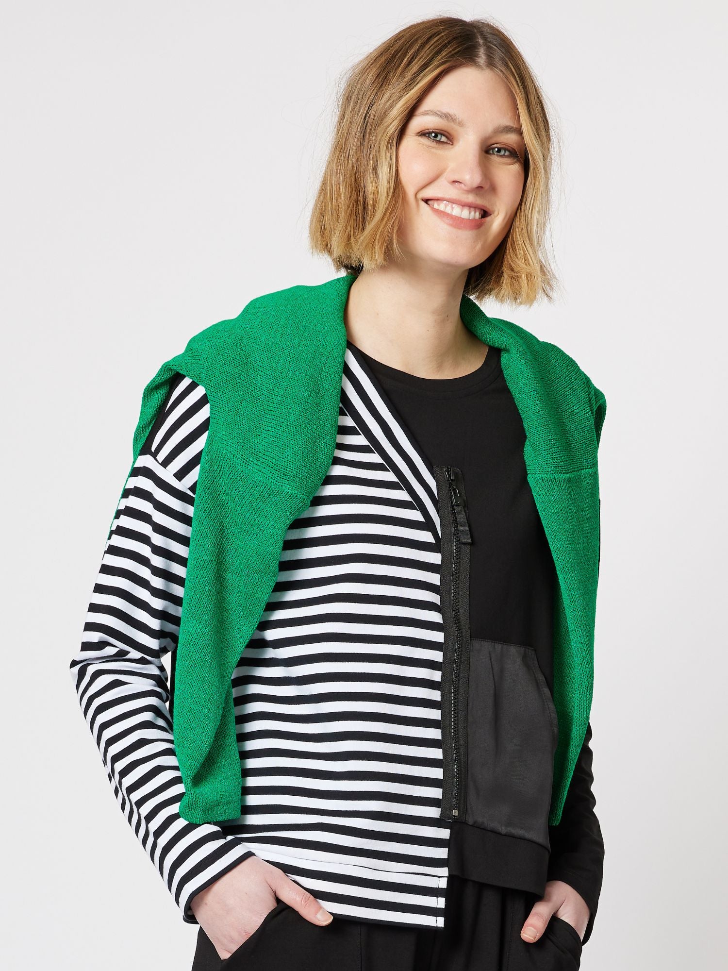 Spliced Stripe Sweatshirt - Black/White