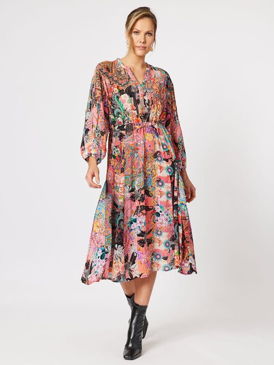Bailey Printed Silk Like Dress - Multi