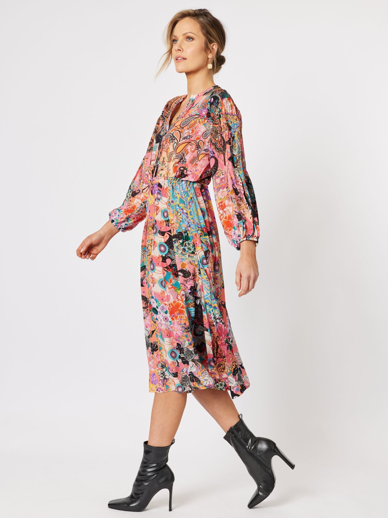 Bailey Printed Silk Like Dress - Multi