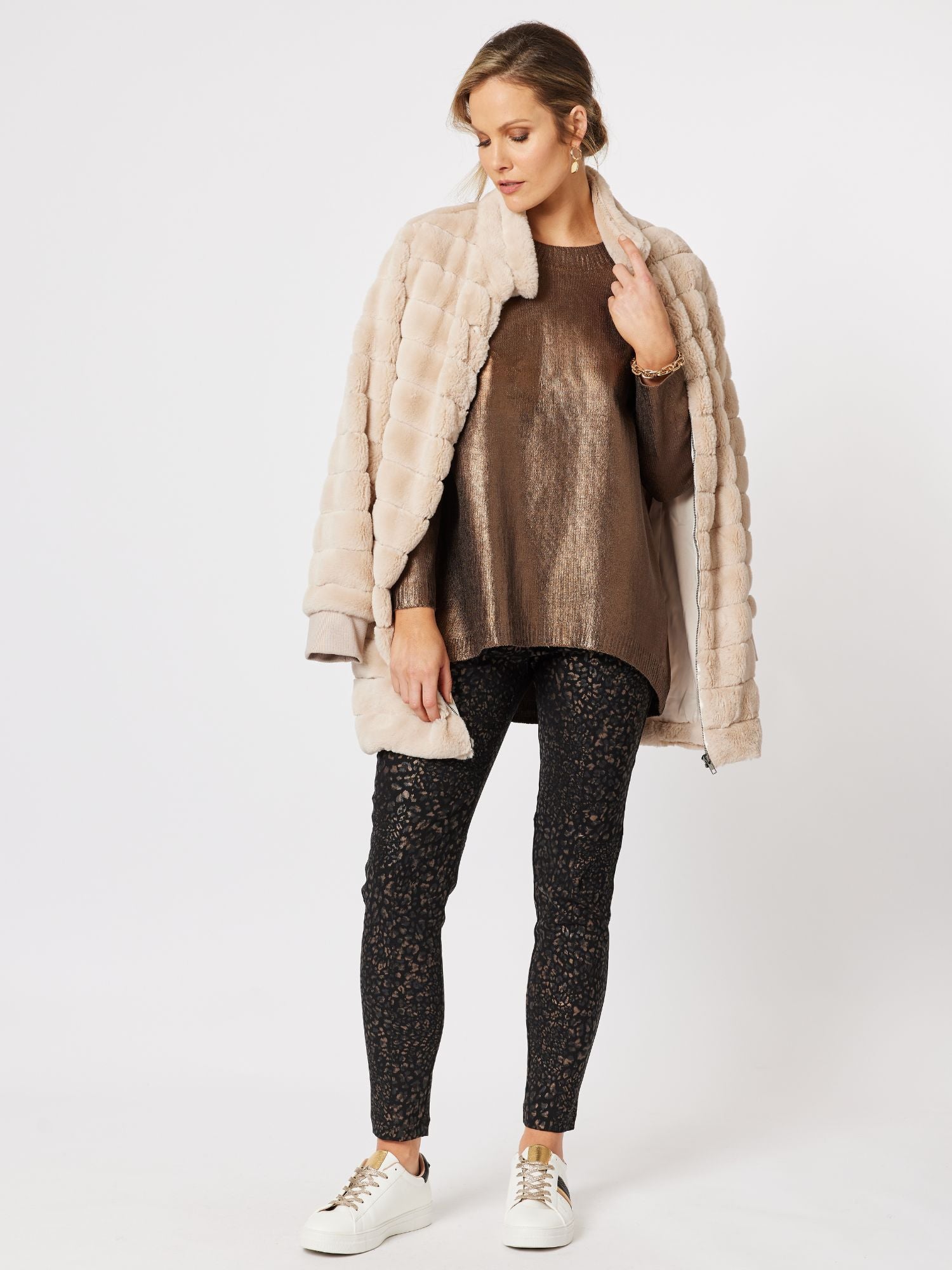 Metallic Knit Top Jumper - Bronze