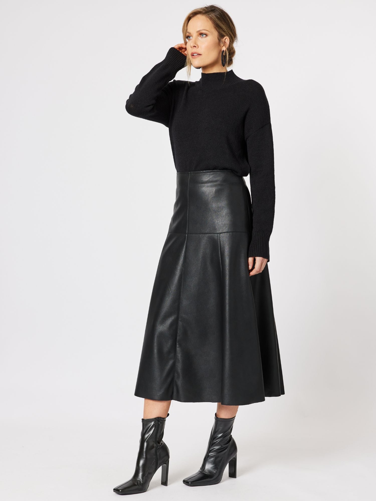 Brooke Vegan Leather Skirt - Black – RC & Co