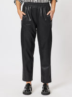Vegan Leather Pull On Pant - Black