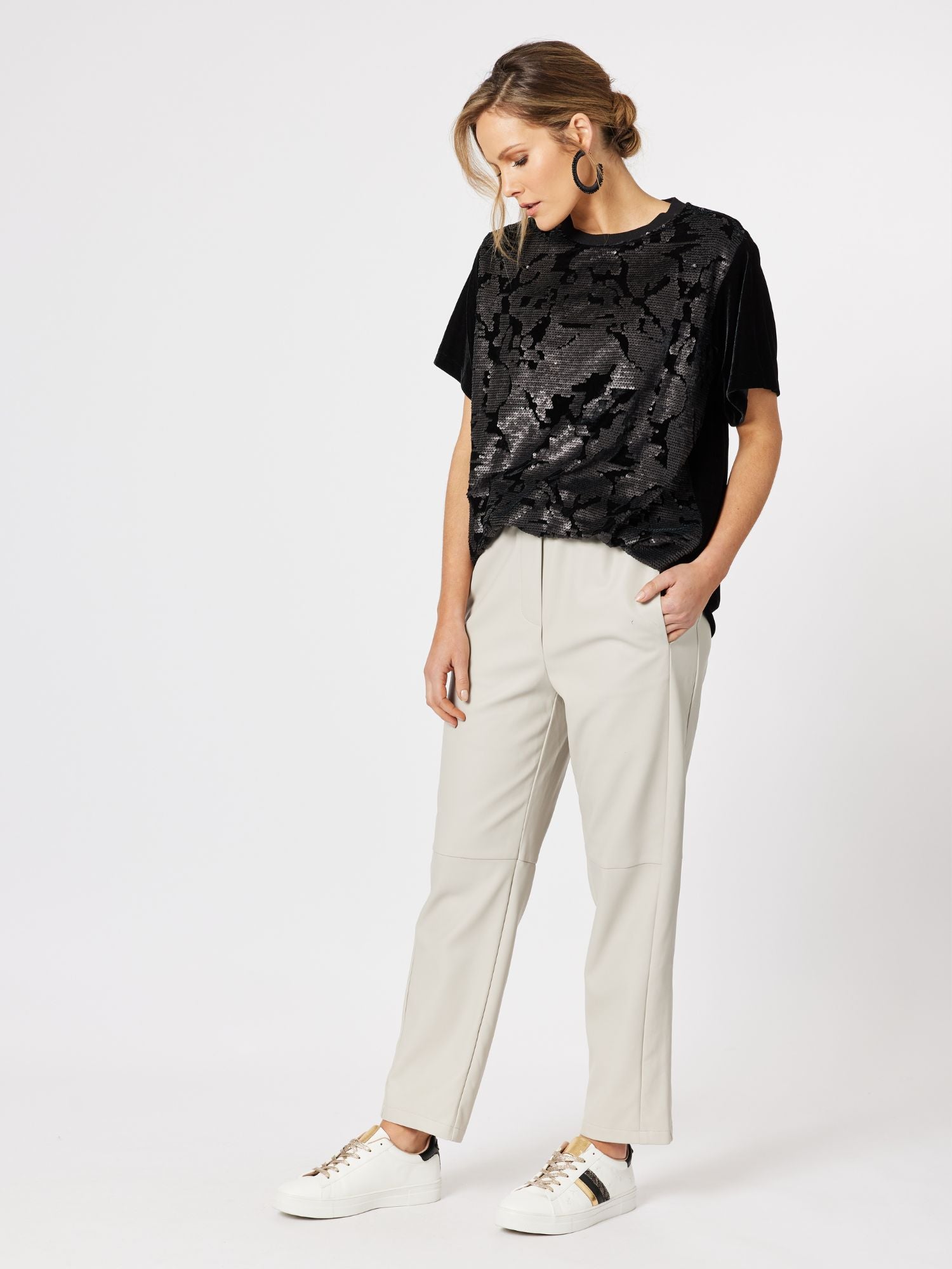 Vegan Leather Pull On Pant - Putty