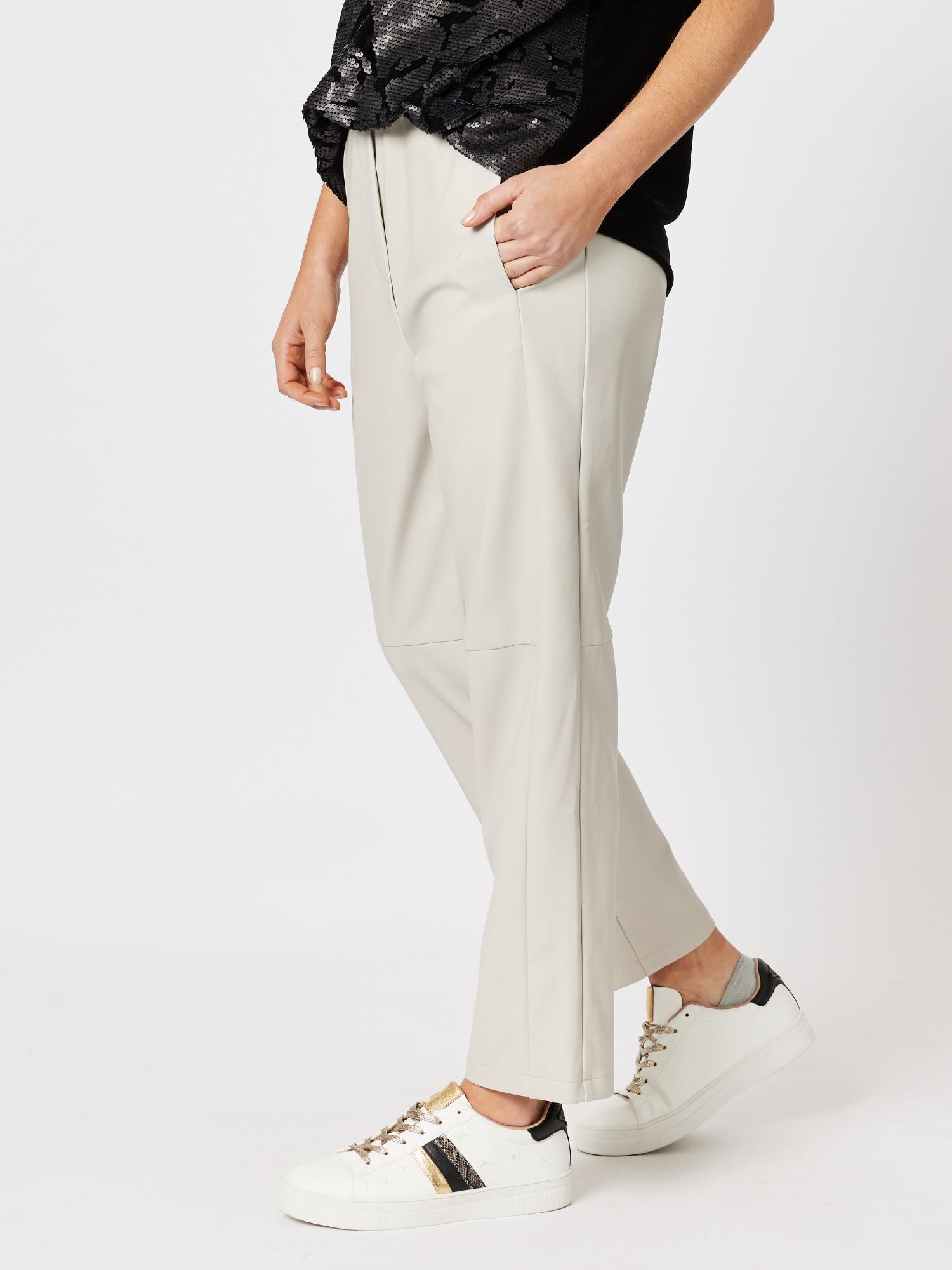 Vegan Leather Pull On Pant - Putty