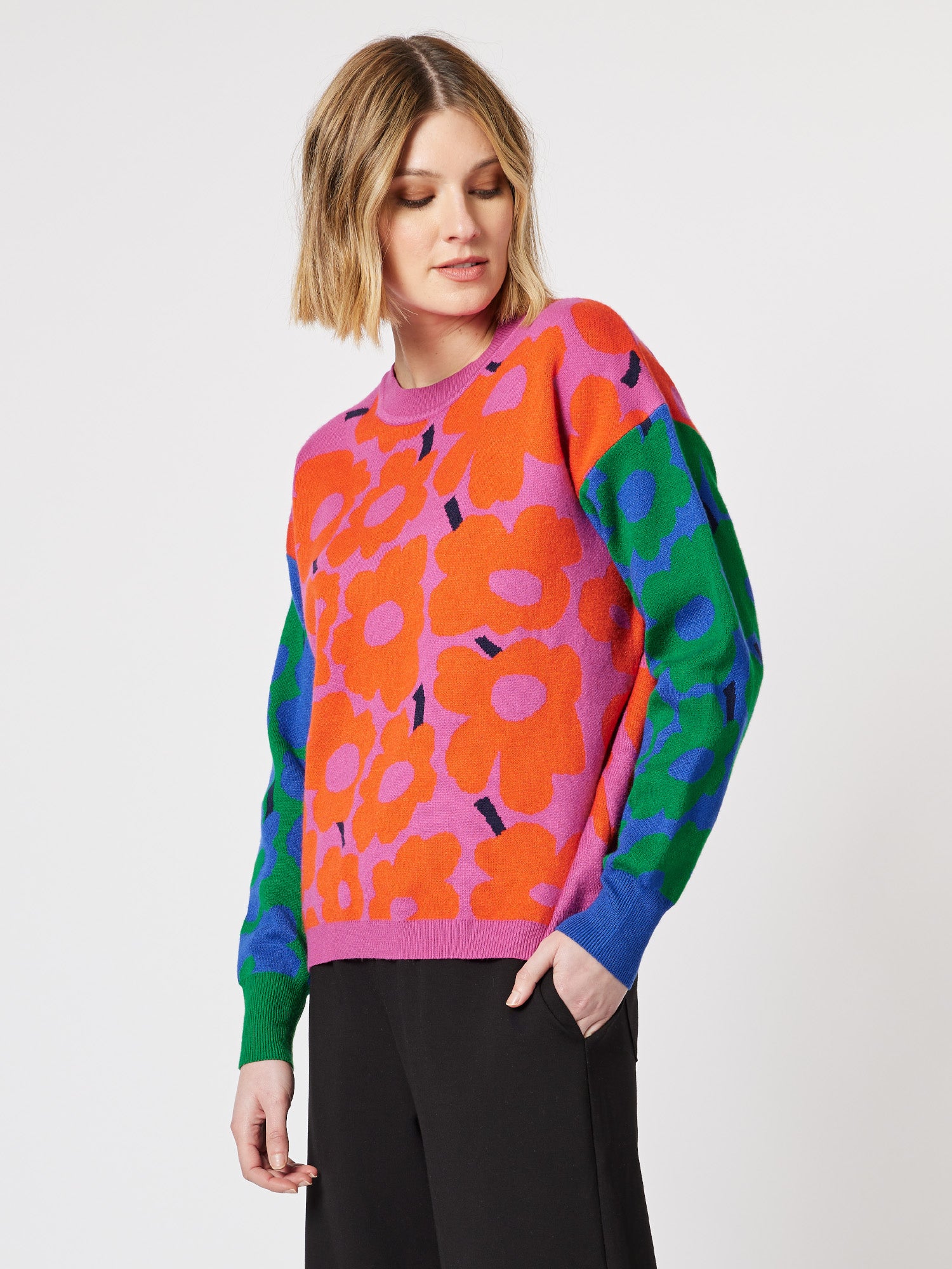 Multi Daisy Knit Top Jumper - Multi