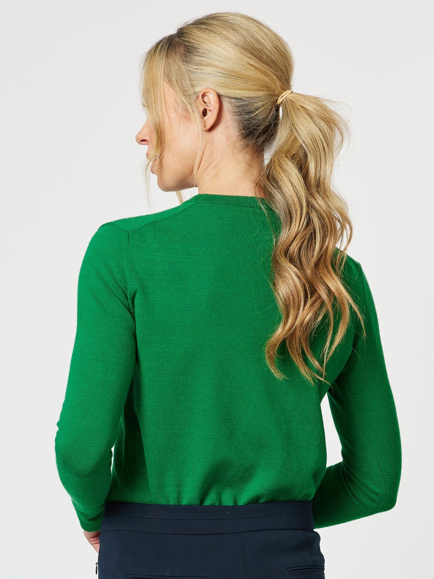 Sara Crew Neck Long Sleeve Knit Top Jumper - Emerald