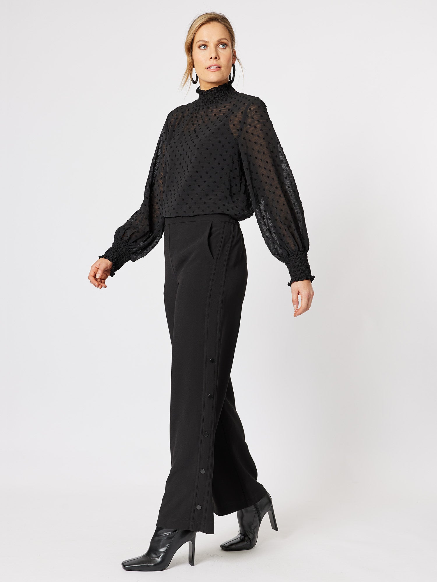 Sheer Spot Top - Black