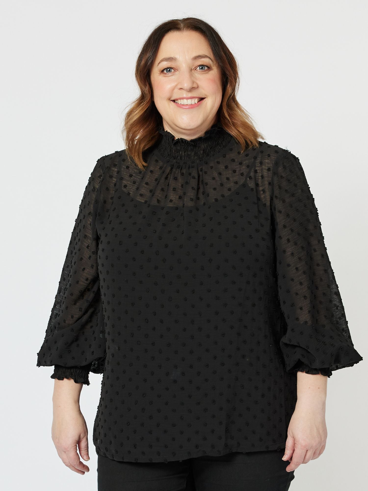 Sheer Spot Top - Black