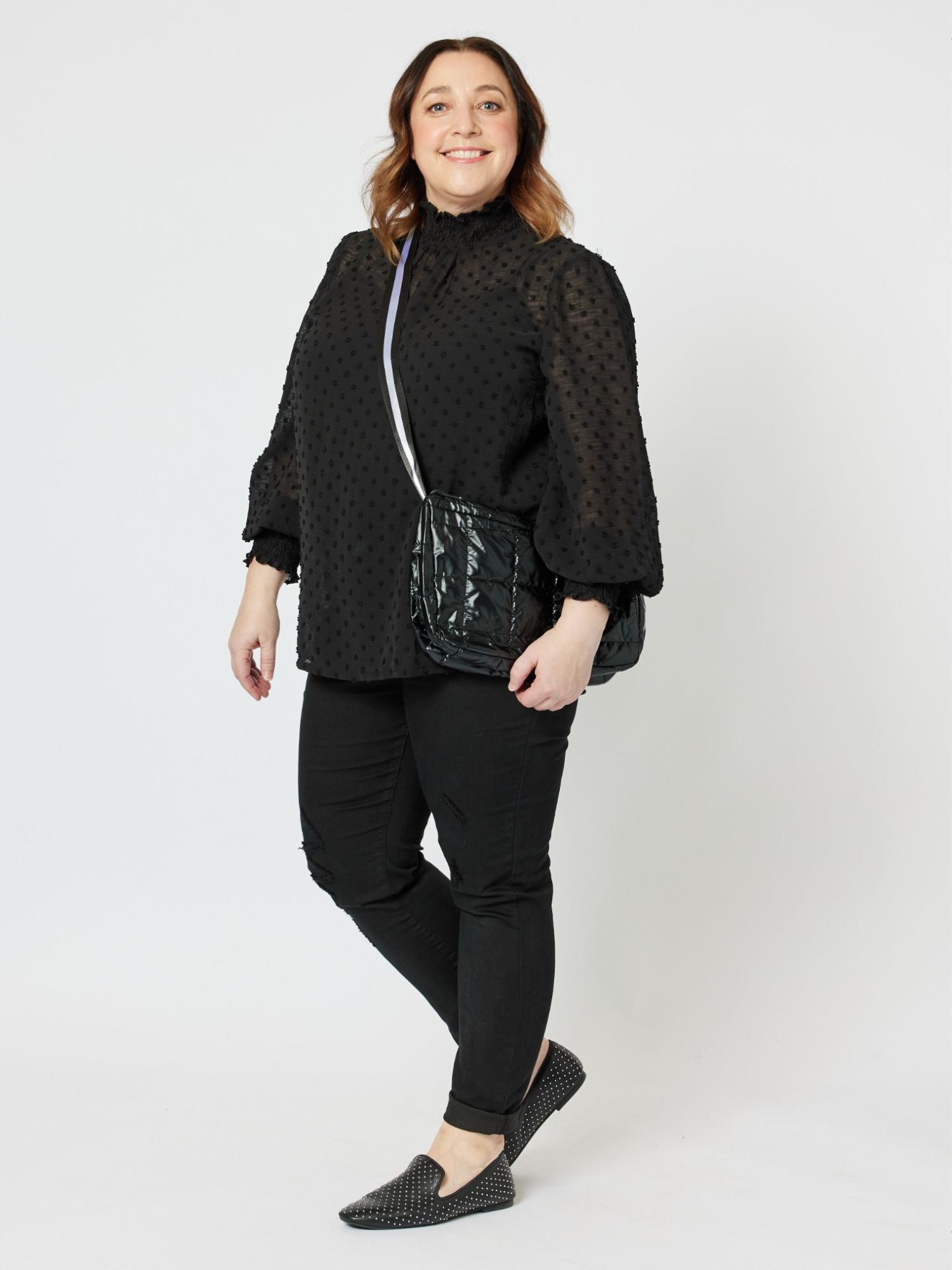Sheer Spot Top - Black