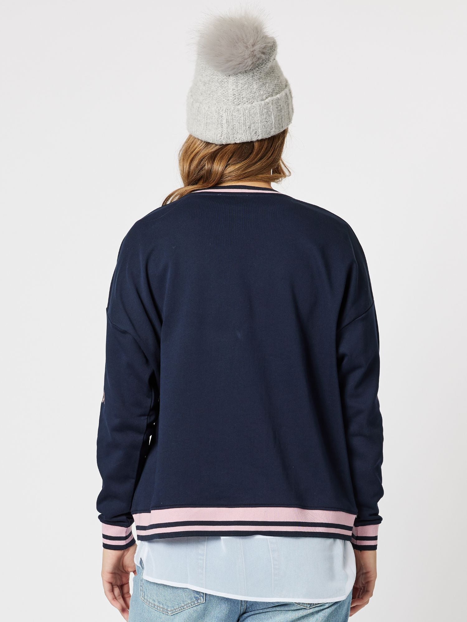 Embroidered Cotton Sweatshirt - Navy