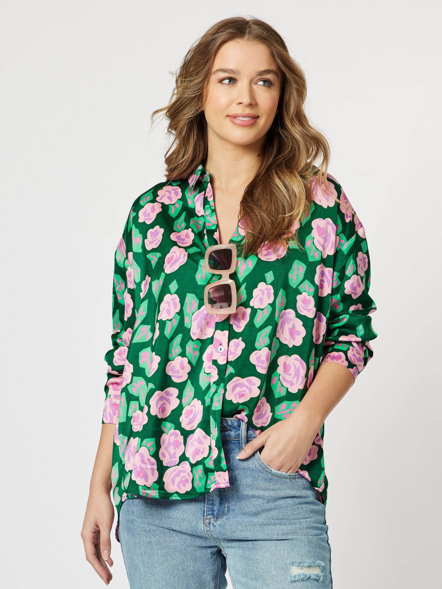 Bianca Print Shirt - Emerald