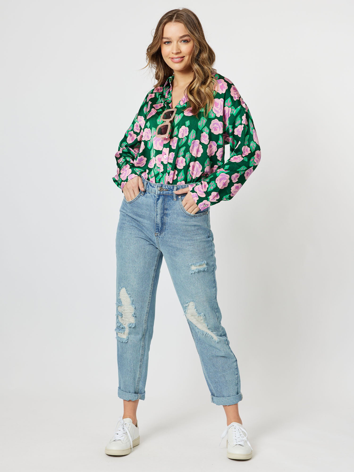 Bianca Print Shirt - Emerald