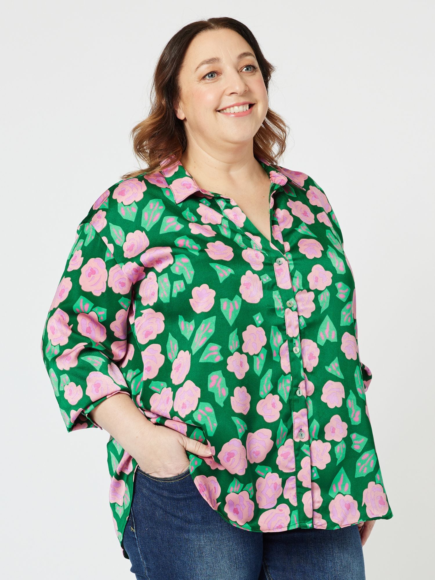 Bianca Print Shirt - Emerald