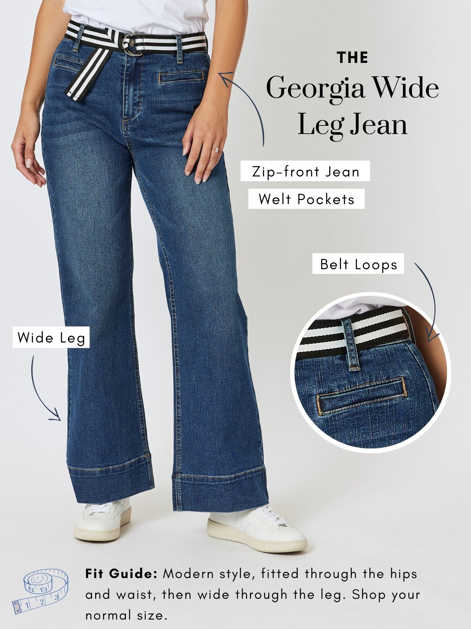 Georgia High Rise Wide Leg Jean - Denim