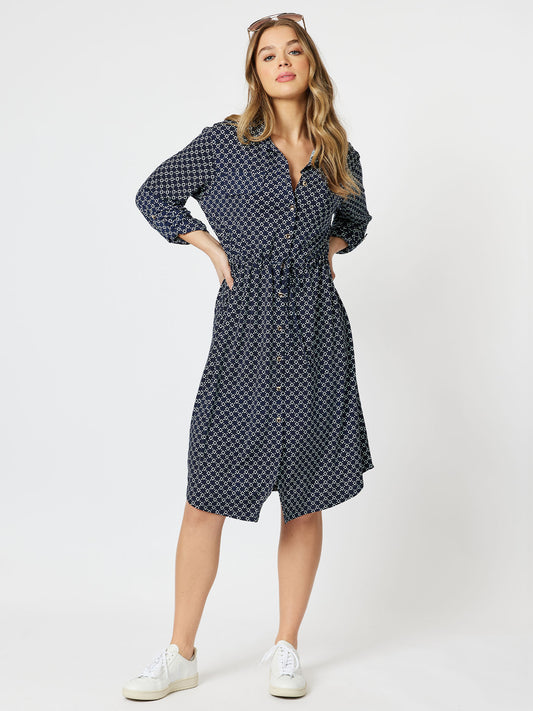 Alexa Drawstring Dress - Navy