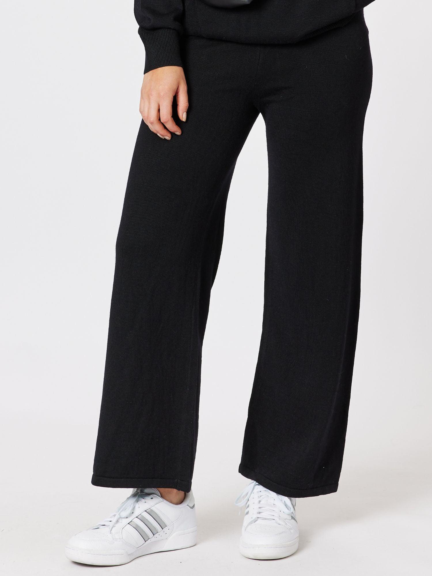Florence Cashmere Blend Wide Leg Pant - Black