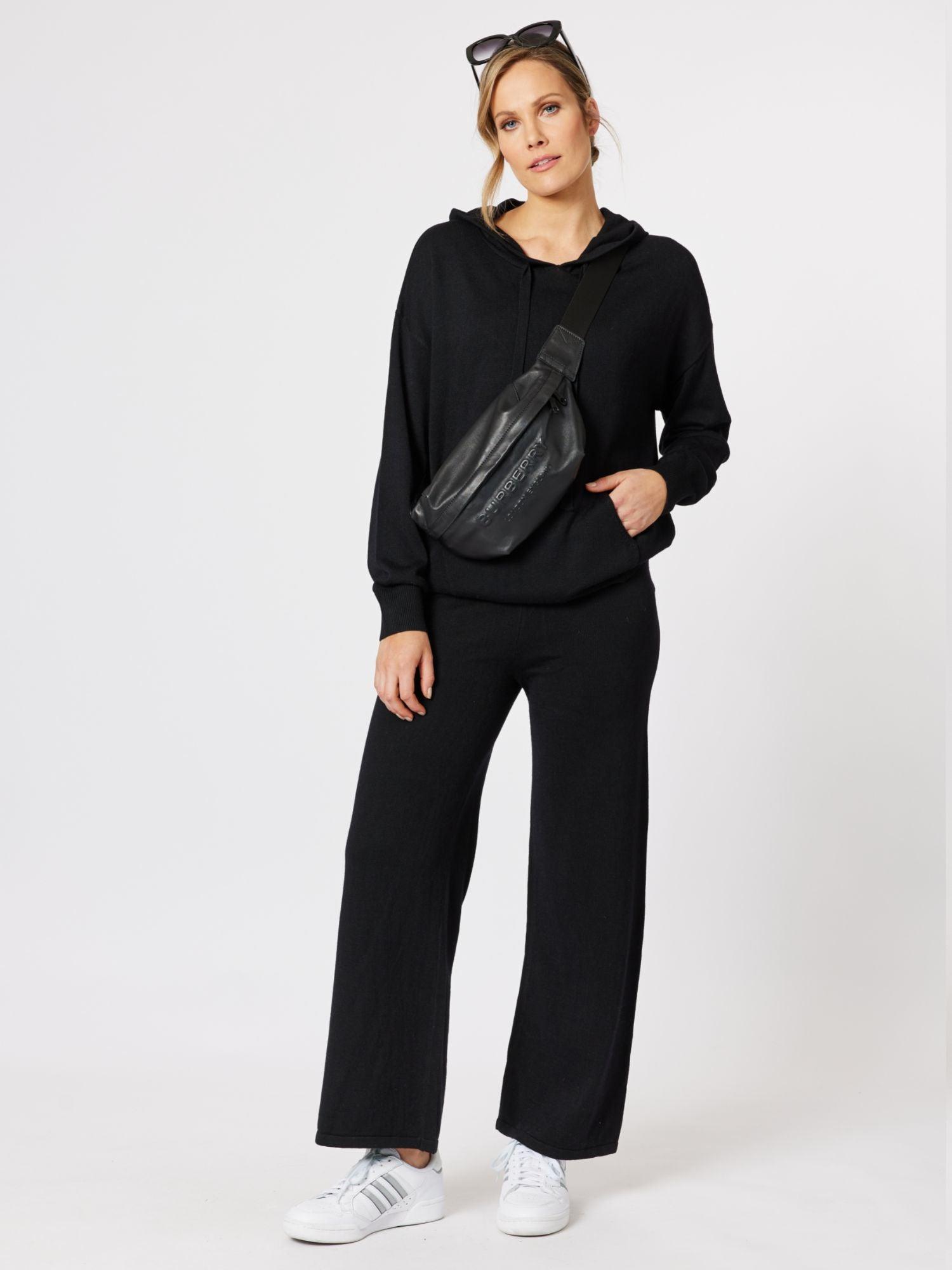 Florence Cashmere Blend Wide Leg Pant - Black