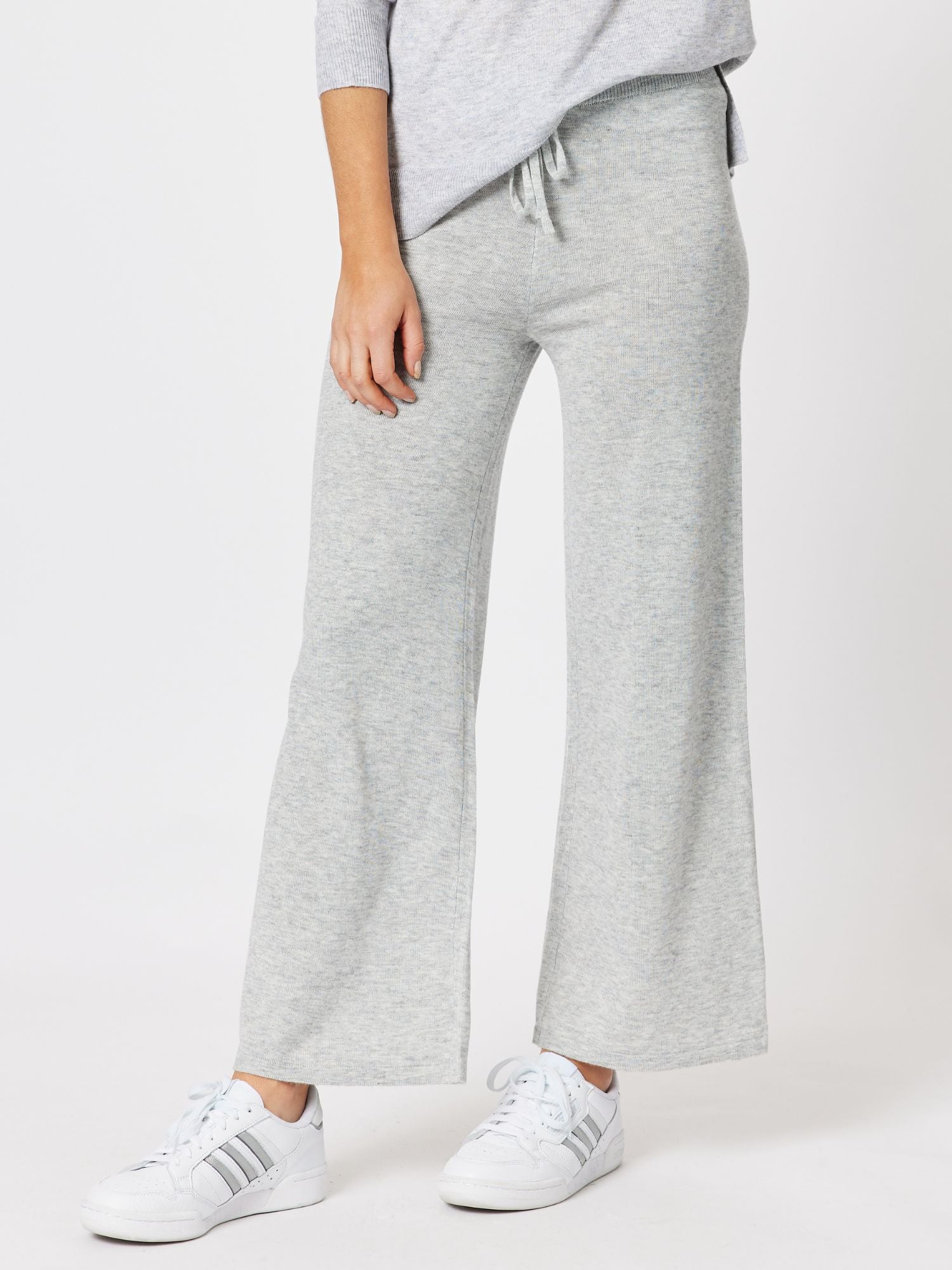 Florence Cashmere Blend Wide Leg Pant - Silver