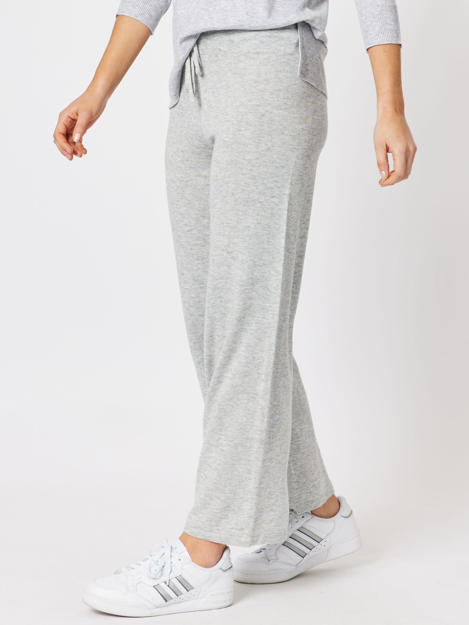 Florence Cashmere Blend Wide Leg Pant - Silver
