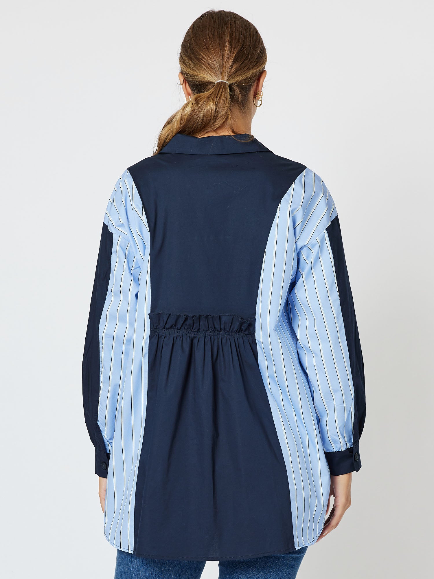 Felicity Spliced Shirt - Navy