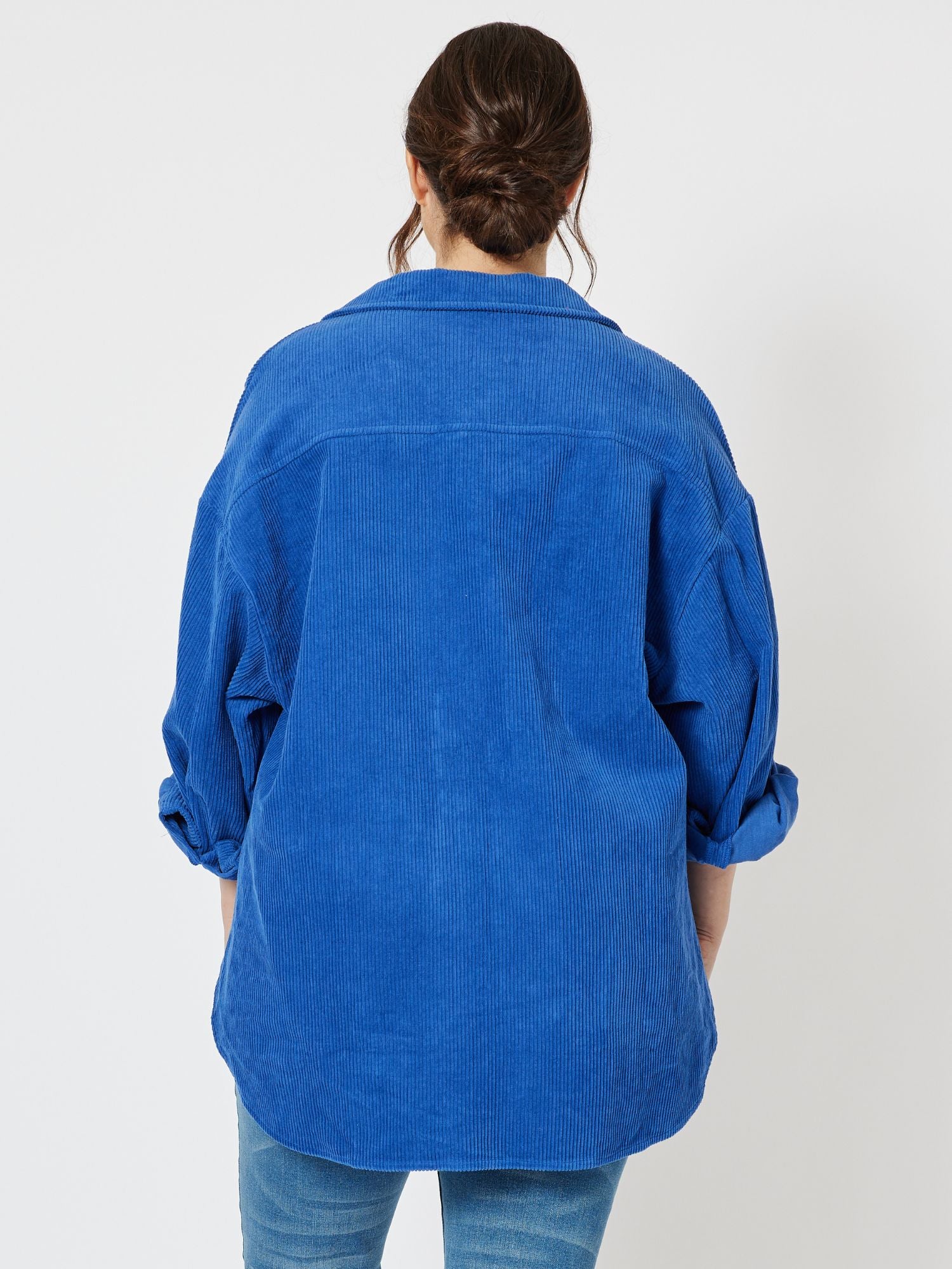Zoe Cord Oversized Shacket - Cobalt