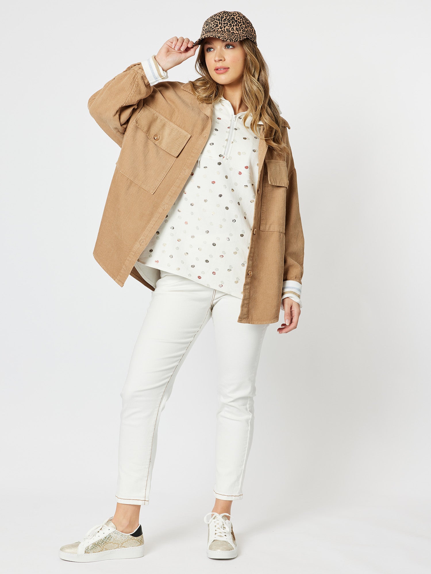 Zoe Cord Oversized Shacket - Natural